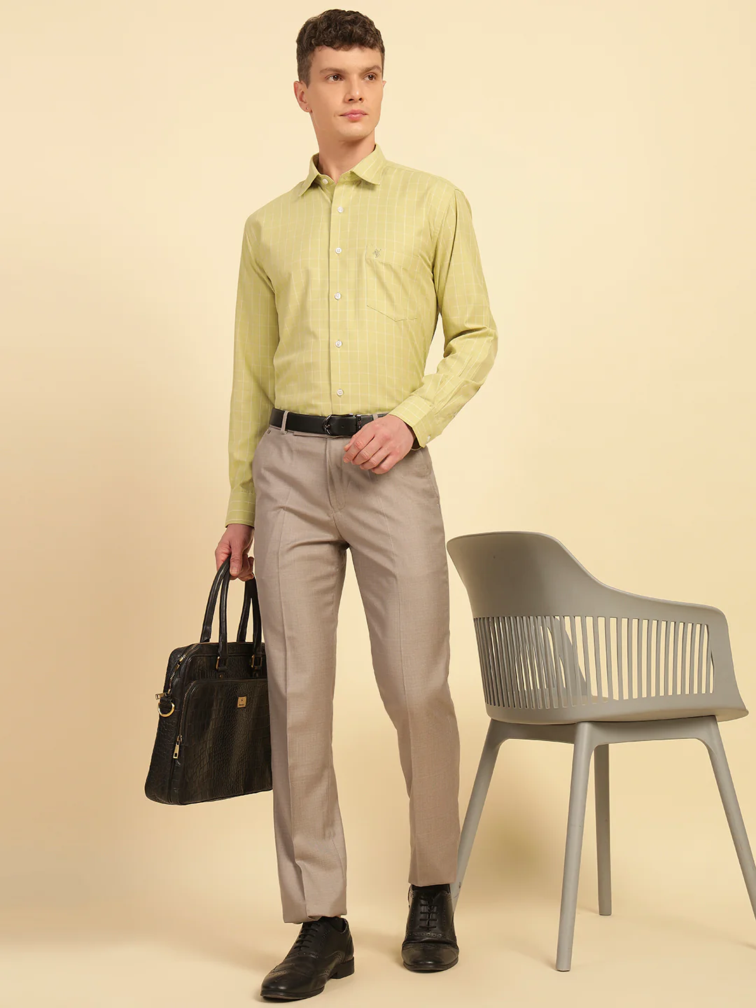Formal Shirt for Men | Breathable & Soft with Color Fastness Slim Fit Cotton Blend Fabric Check Pattern - Image 8