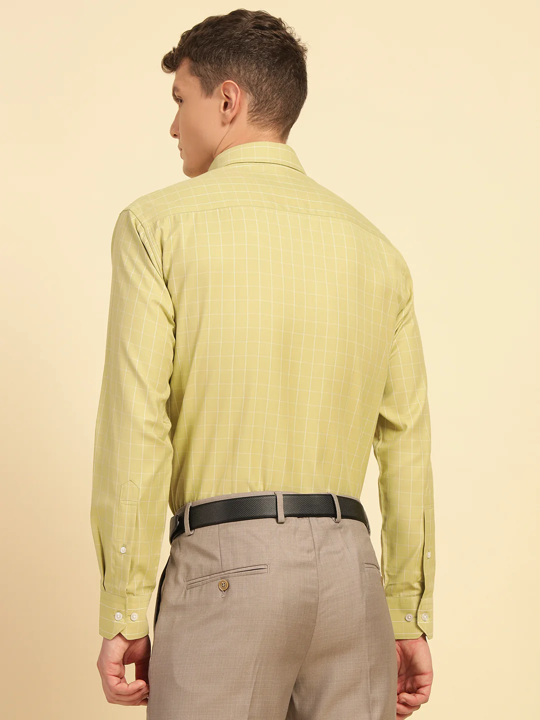 Formal Shirt for Men | Breathable & Soft with Color Fastness Slim Fit Cotton Blend Fabric Check Pattern - Image 9