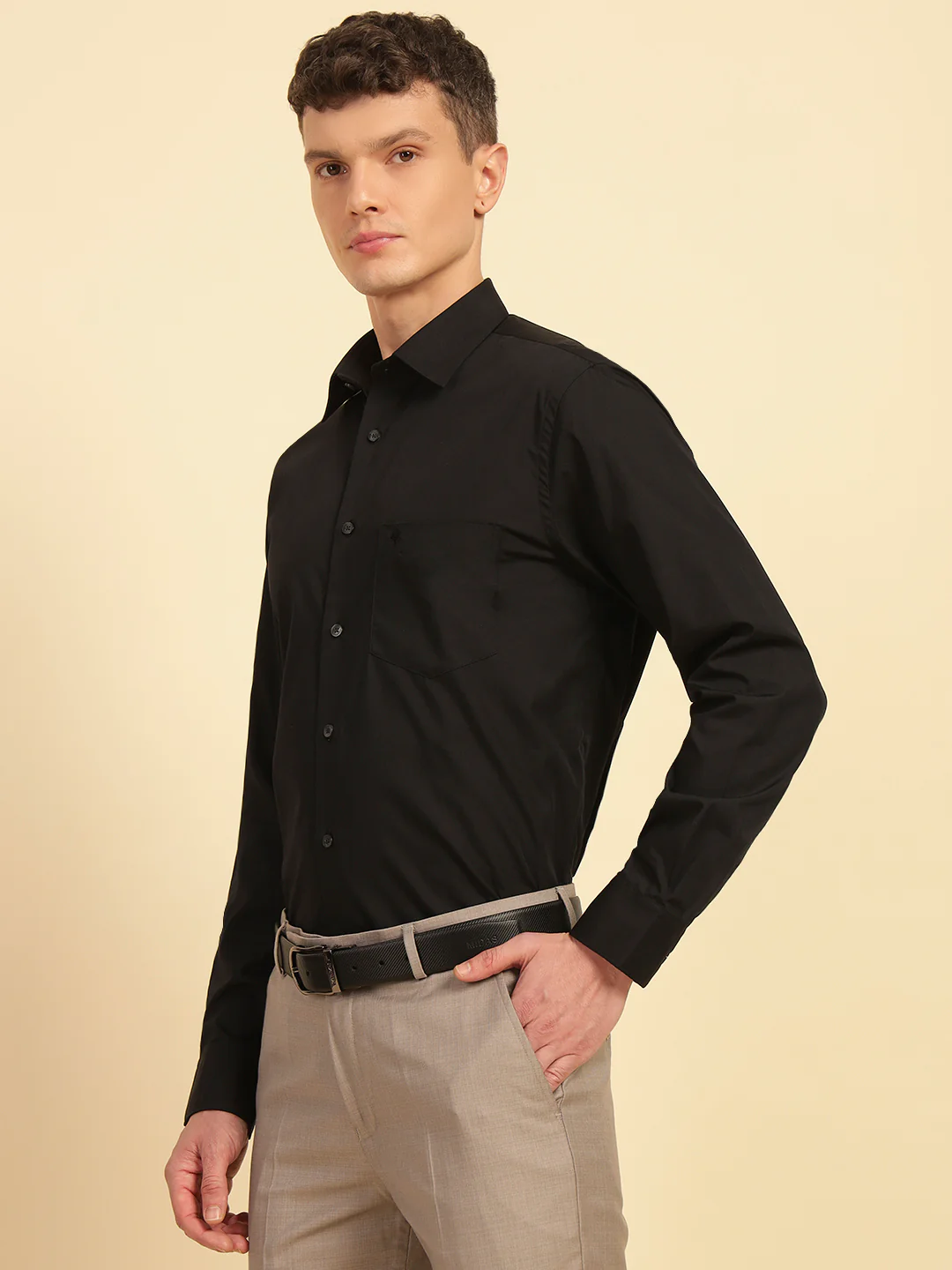Formal Shirt for Men | Breathable & Soft with Color Fastness Slim Fit Cotton Blend Fabric Solid Pattern - Image 4
