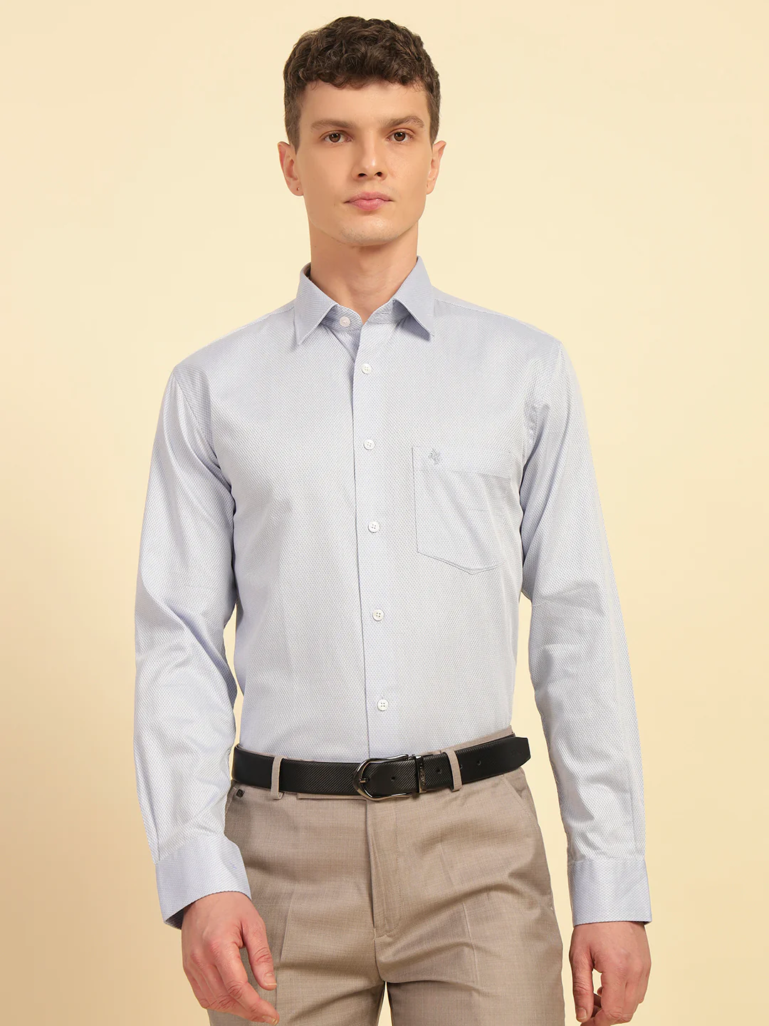 Formal Shirt for Men | Breathable & Soft with Color Fastness Slim Fit Giza Cotton Fabric Self Design Pattern - Image 3