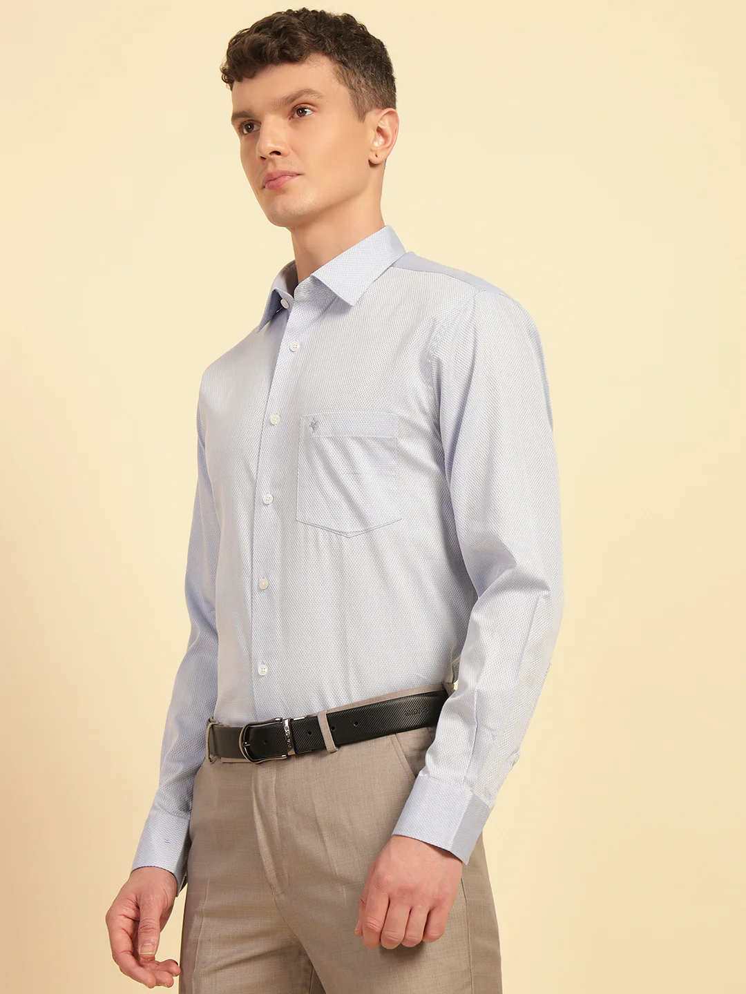 Formal Shirt for Men | Breathable & Soft with Color Fastness Slim Fit Giza Cotton Fabric Self Design Pattern - Image 4