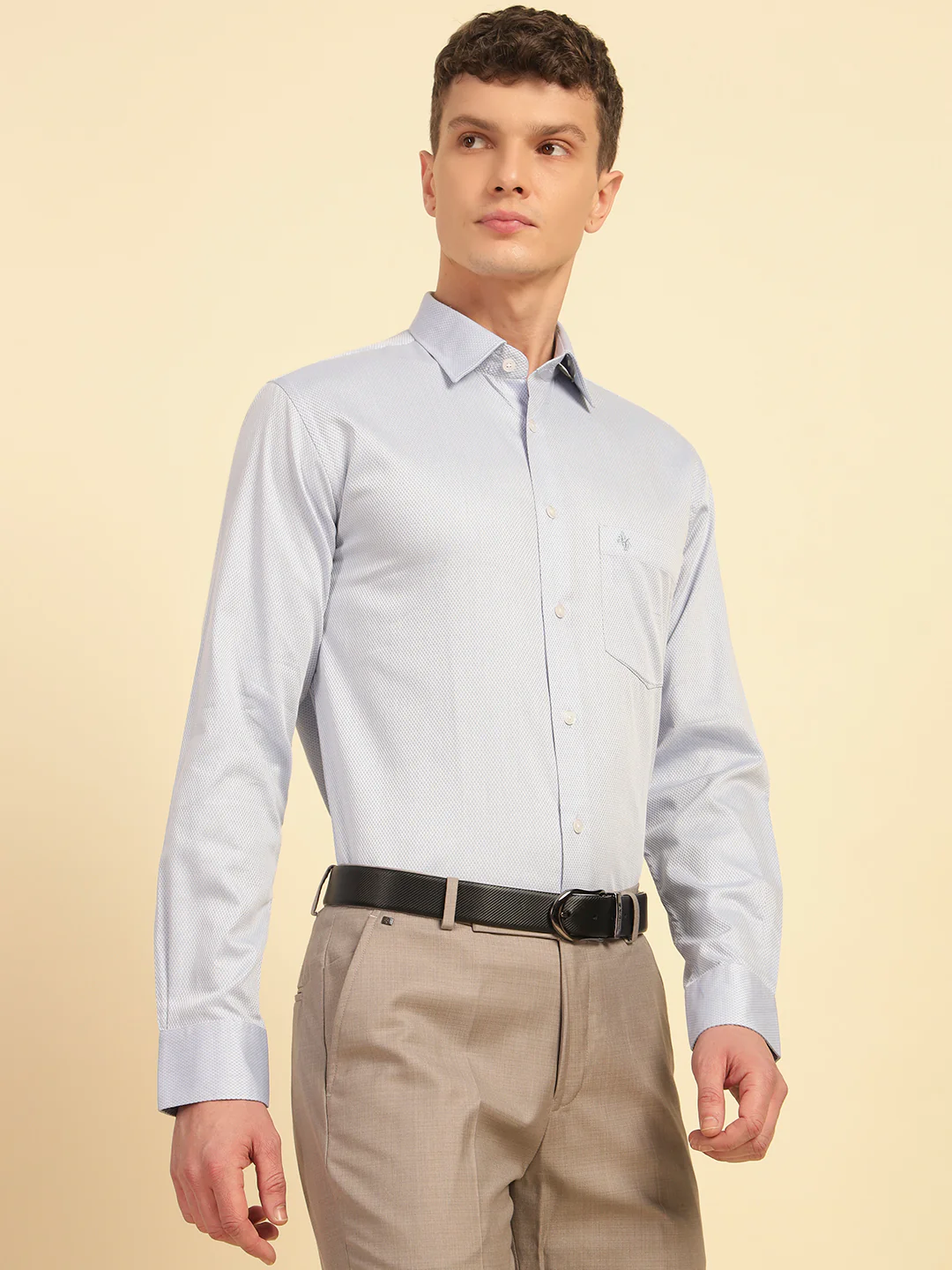 Formal Shirt for Men | Breathable & Soft with Color Fastness Slim Fit Giza Cotton Fabric Self Design Pattern - Image 5
