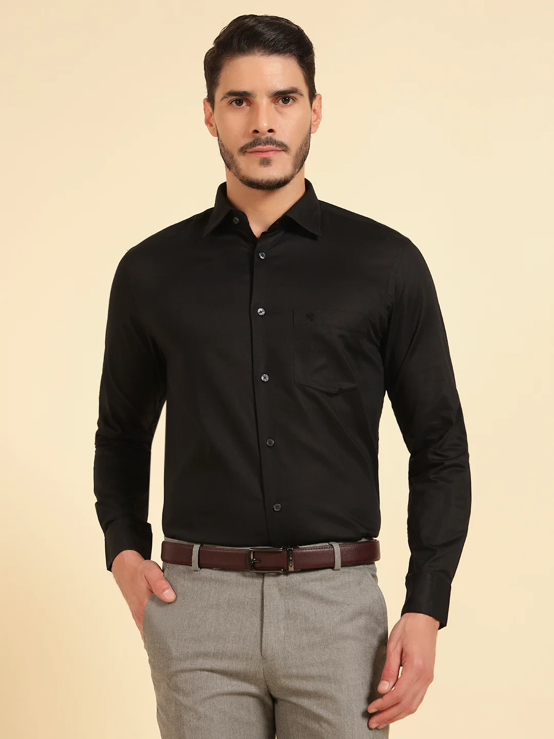 Formal Shirt for Men | Breathable & Soft with Color Fastness Slim Fit Giza Cotton Fabric Solid Pattern - Image 3