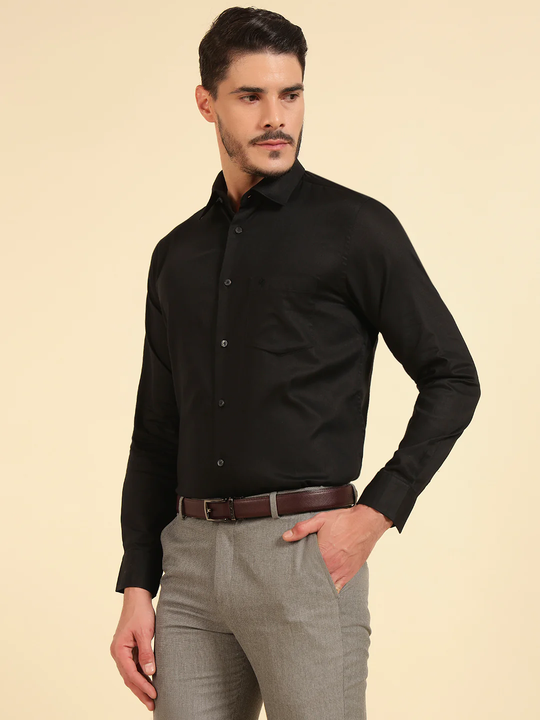 Formal Shirt for Men | Breathable & Soft with Color Fastness Slim Fit Giza Cotton Fabric Solid Pattern - Image 4