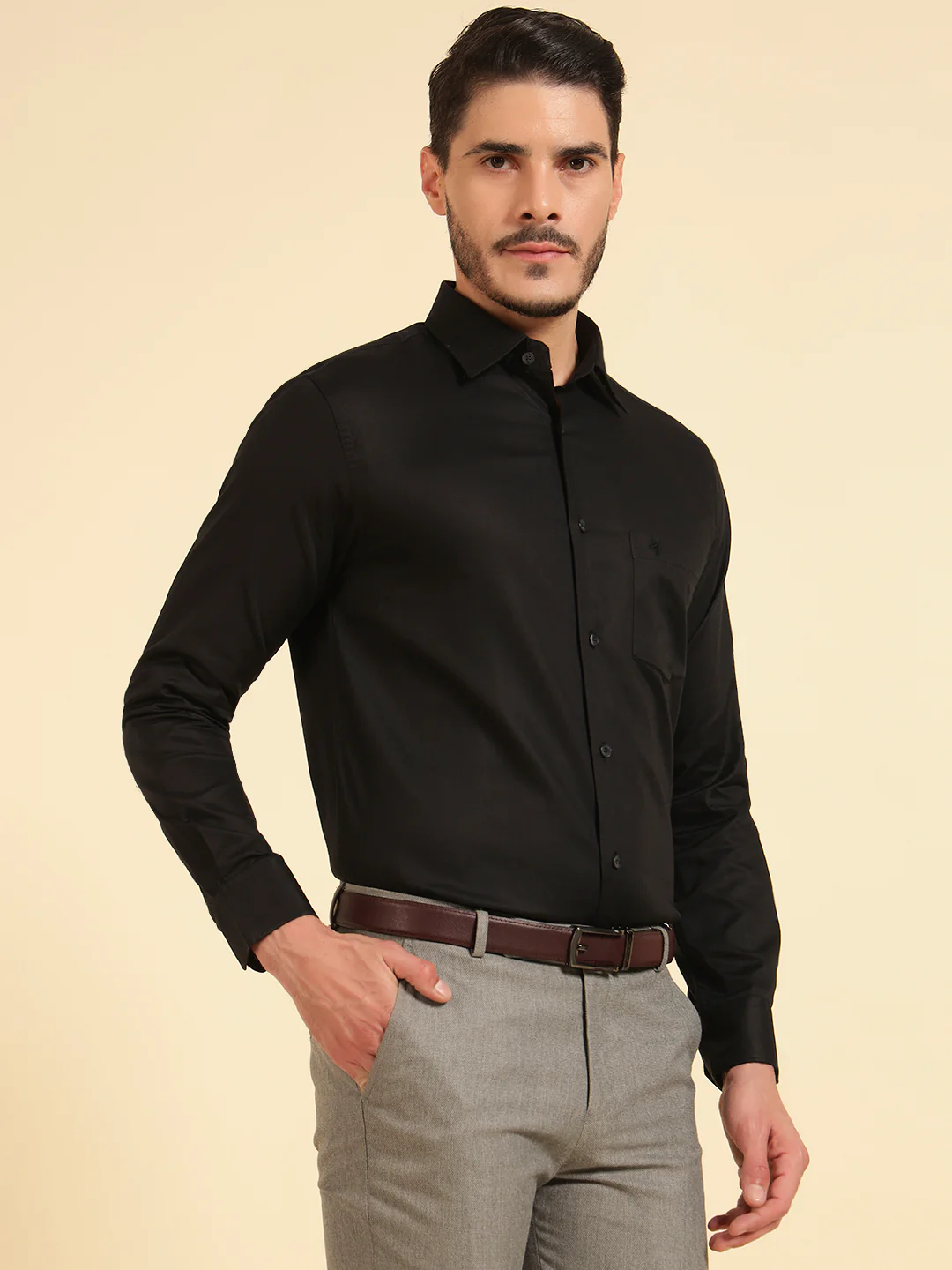 Formal Shirt for Men | Breathable & Soft with Color Fastness Slim Fit Giza Cotton Fabric Solid Pattern - Image 5