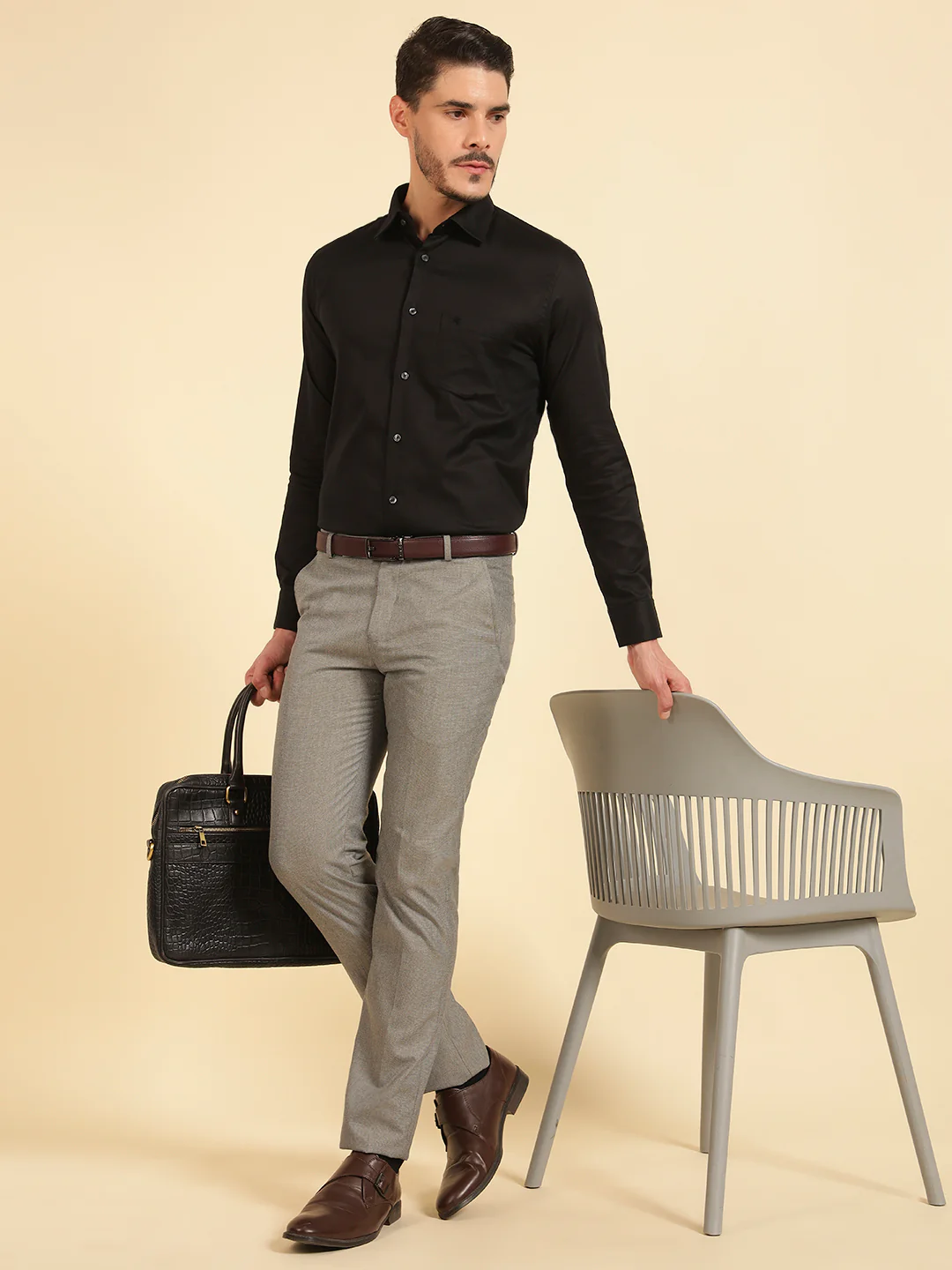 Formal Shirt for Men | Breathable & Soft with Color Fastness Slim Fit Giza Cotton Fabric Solid Pattern - Image 8