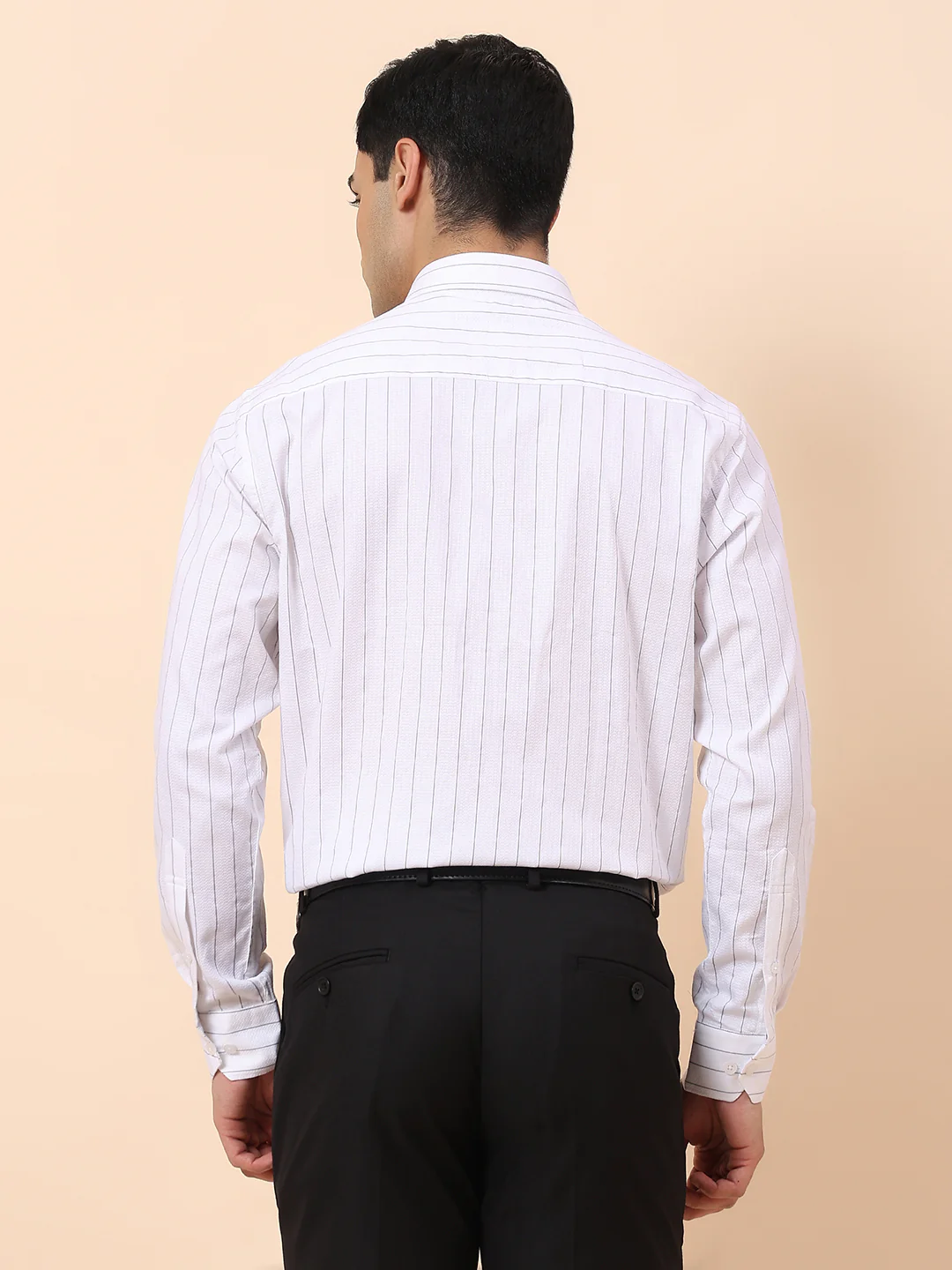 Formal Shirt for Men | Breathable & Soft with Color Fastness Slim Fit Spread Collar Cotton Fabric Striped Pattern - Image 6