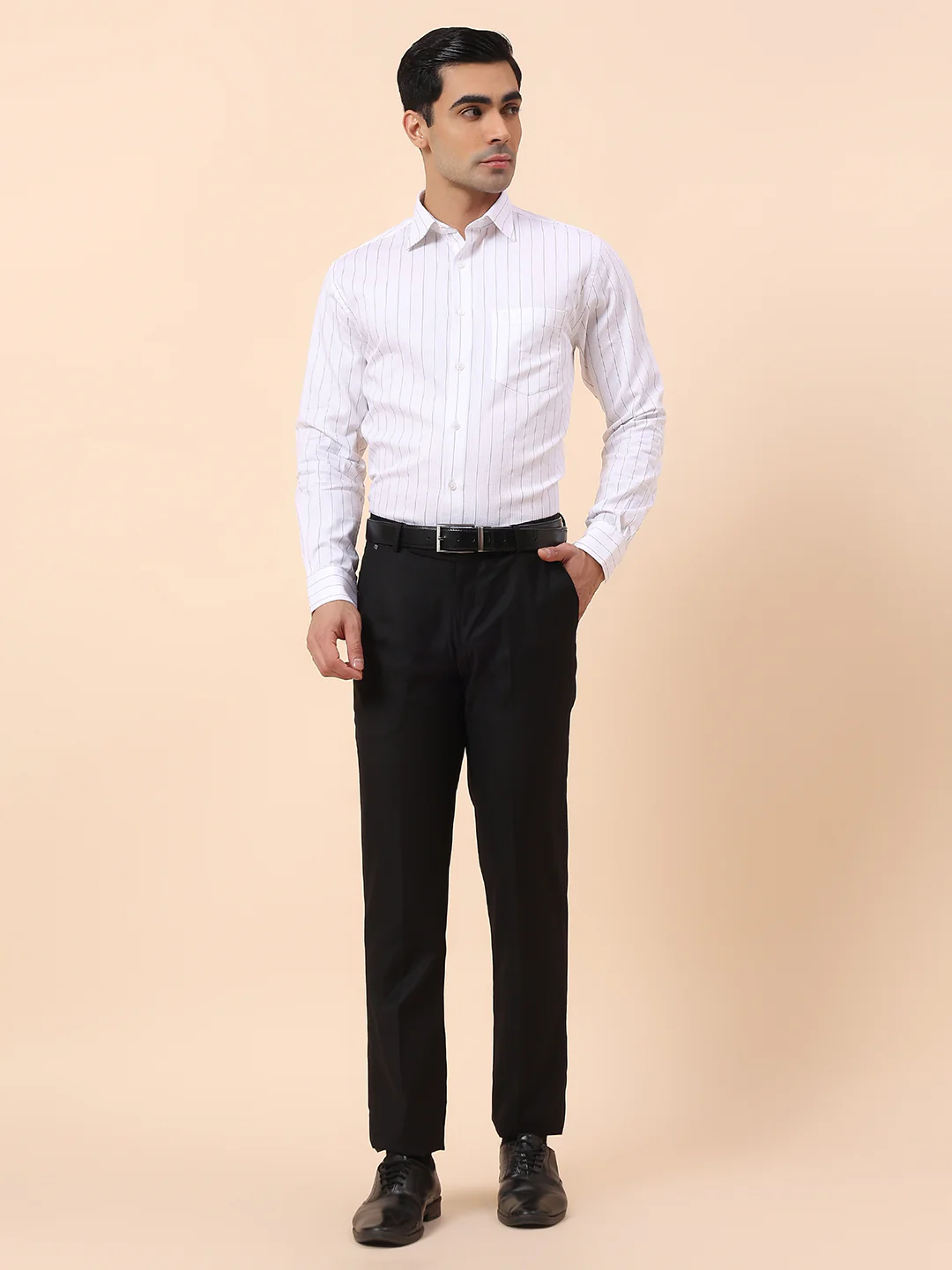 Formal Shirt for Men | Breathable & Soft with Color Fastness Slim Fit Spread Collar Cotton Fabric Striped Pattern - Image 8