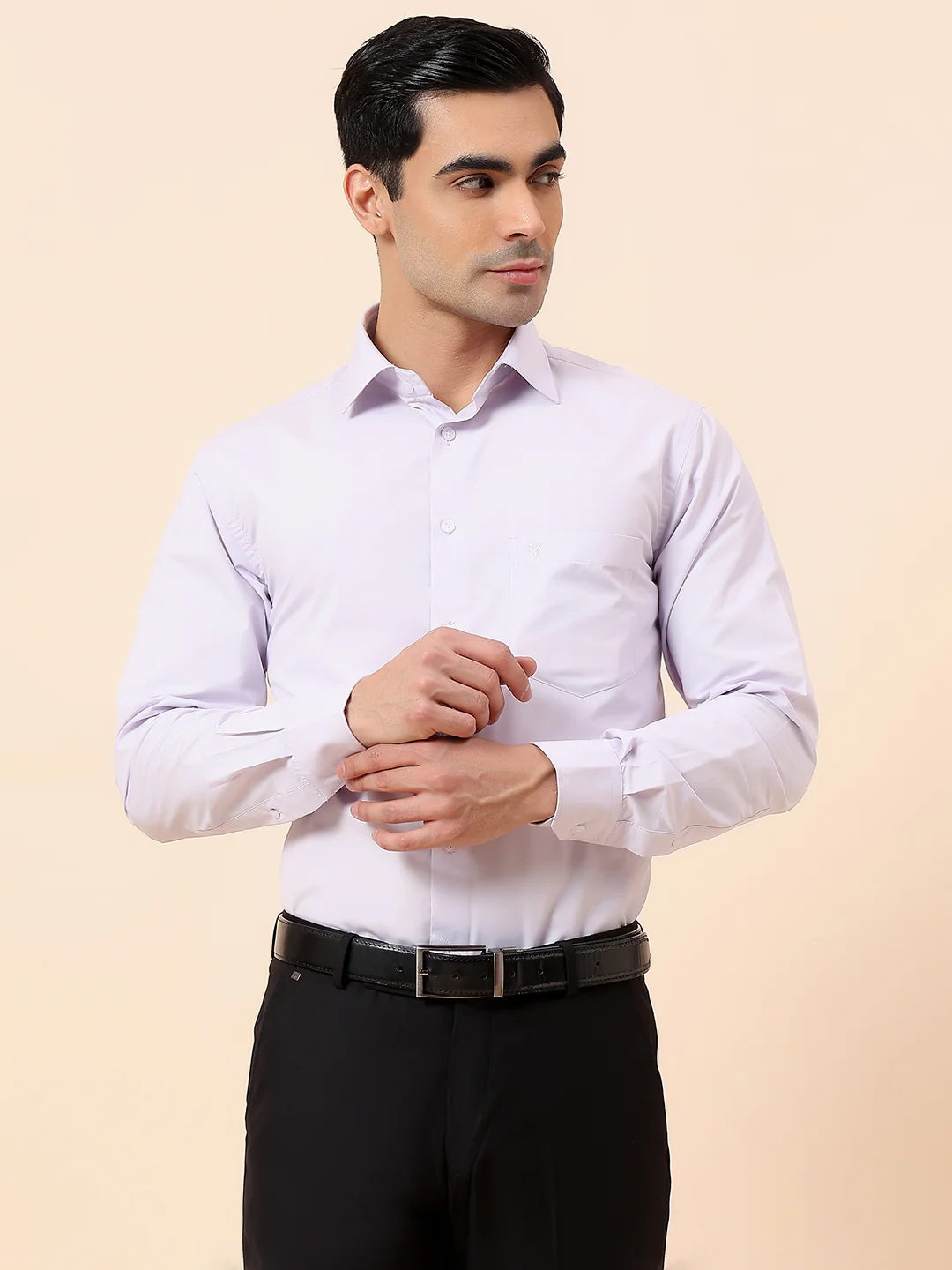 Formal Shirt for Men | Breathable & Soft with Color Fastness Slim Fit Spread Collar Poly Cotton Fabric Solid Pattern - Image 3