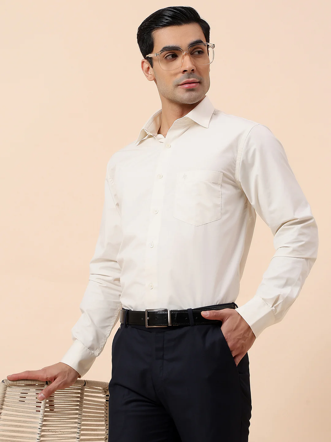 Formal Shirt for Men | Breathable & Soft with Color Fastness Slim Fit Spread Collar Poly Cotton Fabric Solid Pattern - Image 2