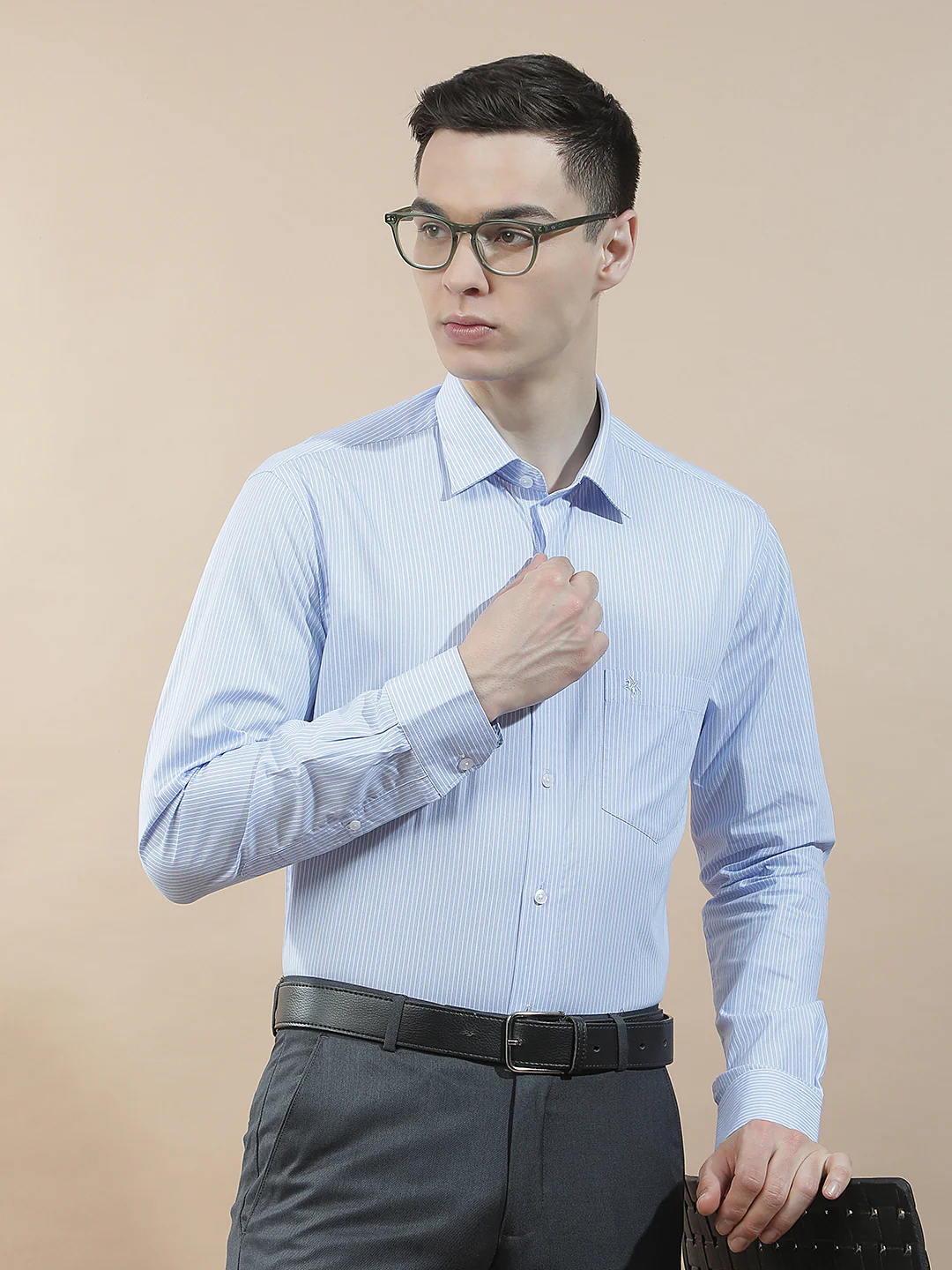 Formal Shirt for Men l Breathable & Soft with Color Fastness Regular Fit  Cotton Fabric Striped Pattern - Image 2