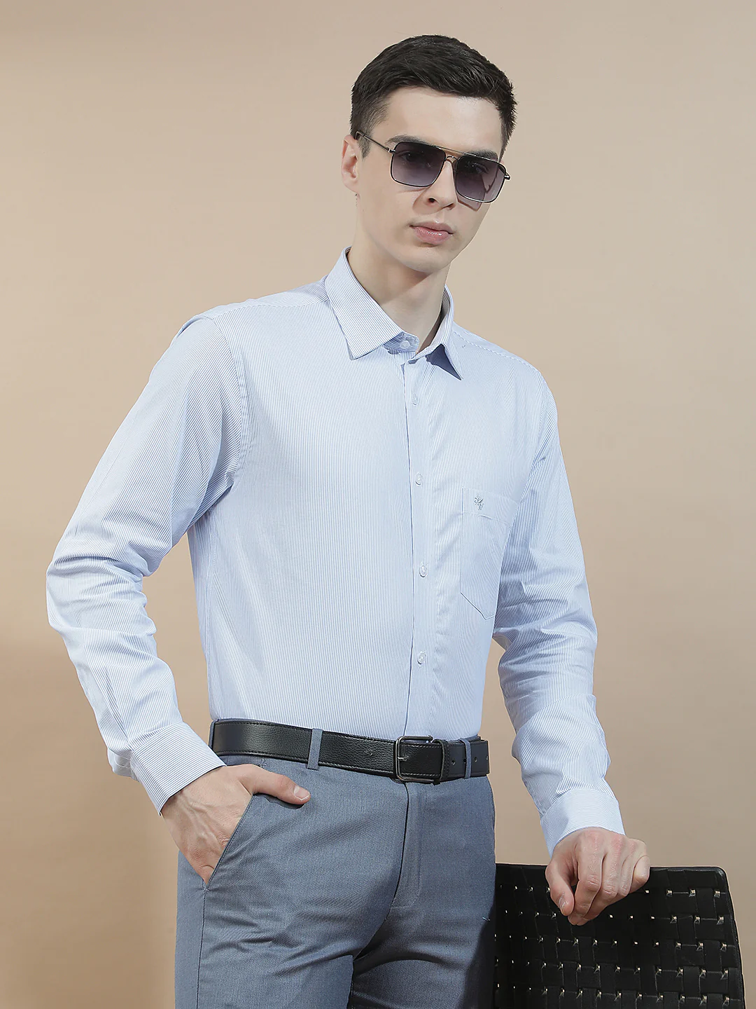 Formal Shirt for Men l Breathable & Soft with Color Fastness Regular Fit  Cotton Fabric Striped Pattern - Image 3