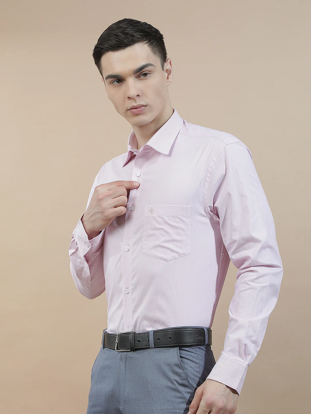 Formal Shirt for Men l Breathable & Soft with Color Fastness Regular Fit  Cotton Fabric Striped Pattern - Image 5