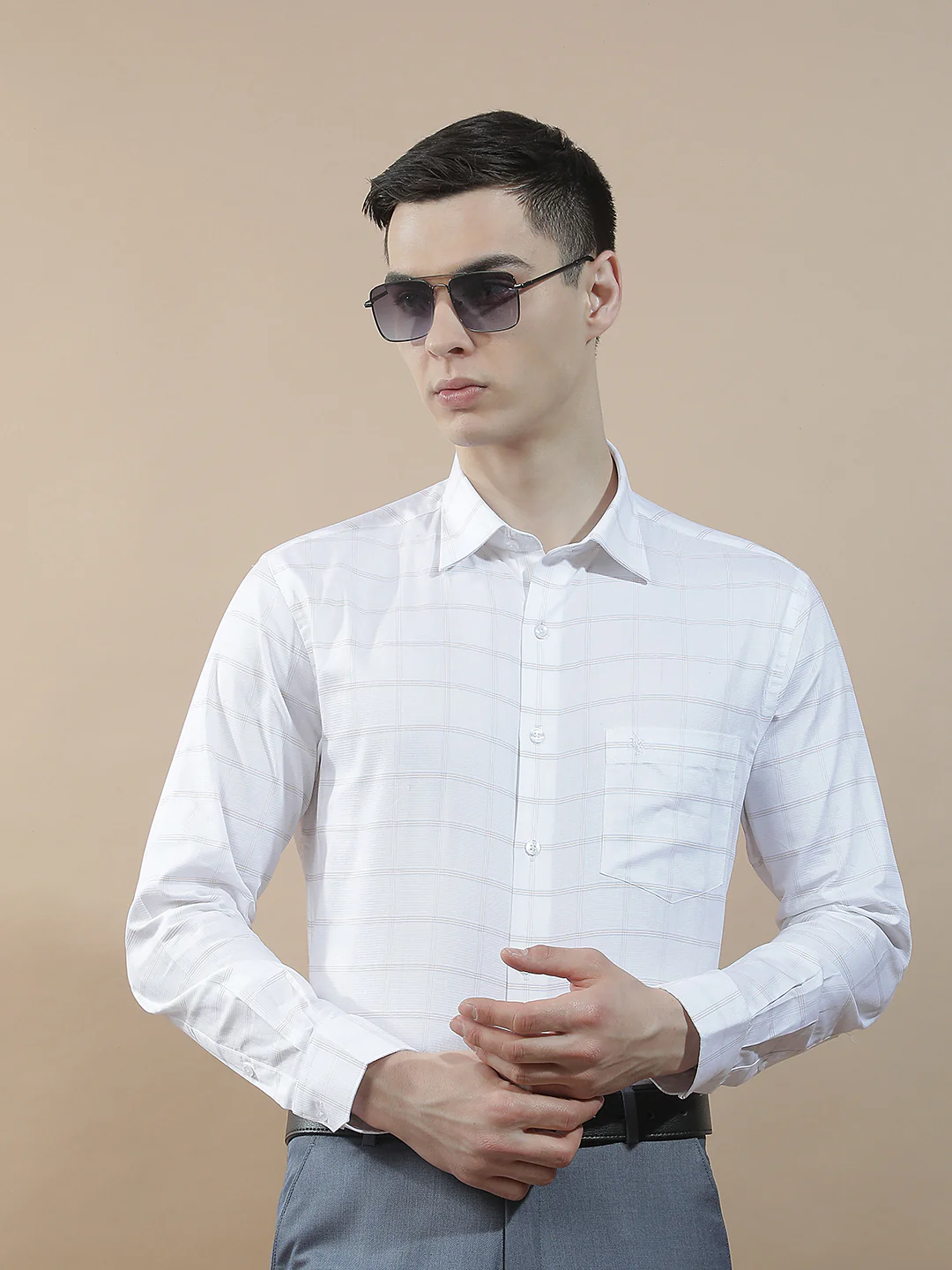 Formal Shirt for Men l Breathable & Soft with Color Fastness Slim Fit  Cotton Fabric Checkered Pattern - Image 2
