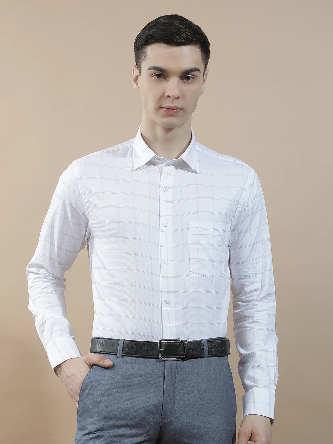 Formal Shirt for Men l Breathable & Soft with Color Fastness Slim Fit  Cotton Fabric Checkered Pattern - Image 4