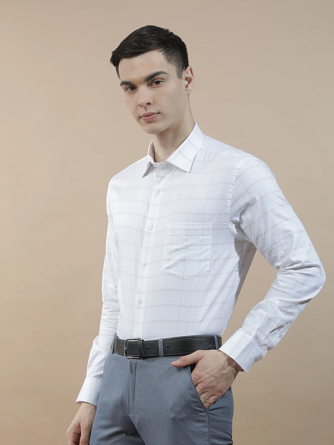 Formal Shirt for Men l Breathable & Soft with Color Fastness Slim Fit  Cotton Fabric Checkered Pattern - Image 5