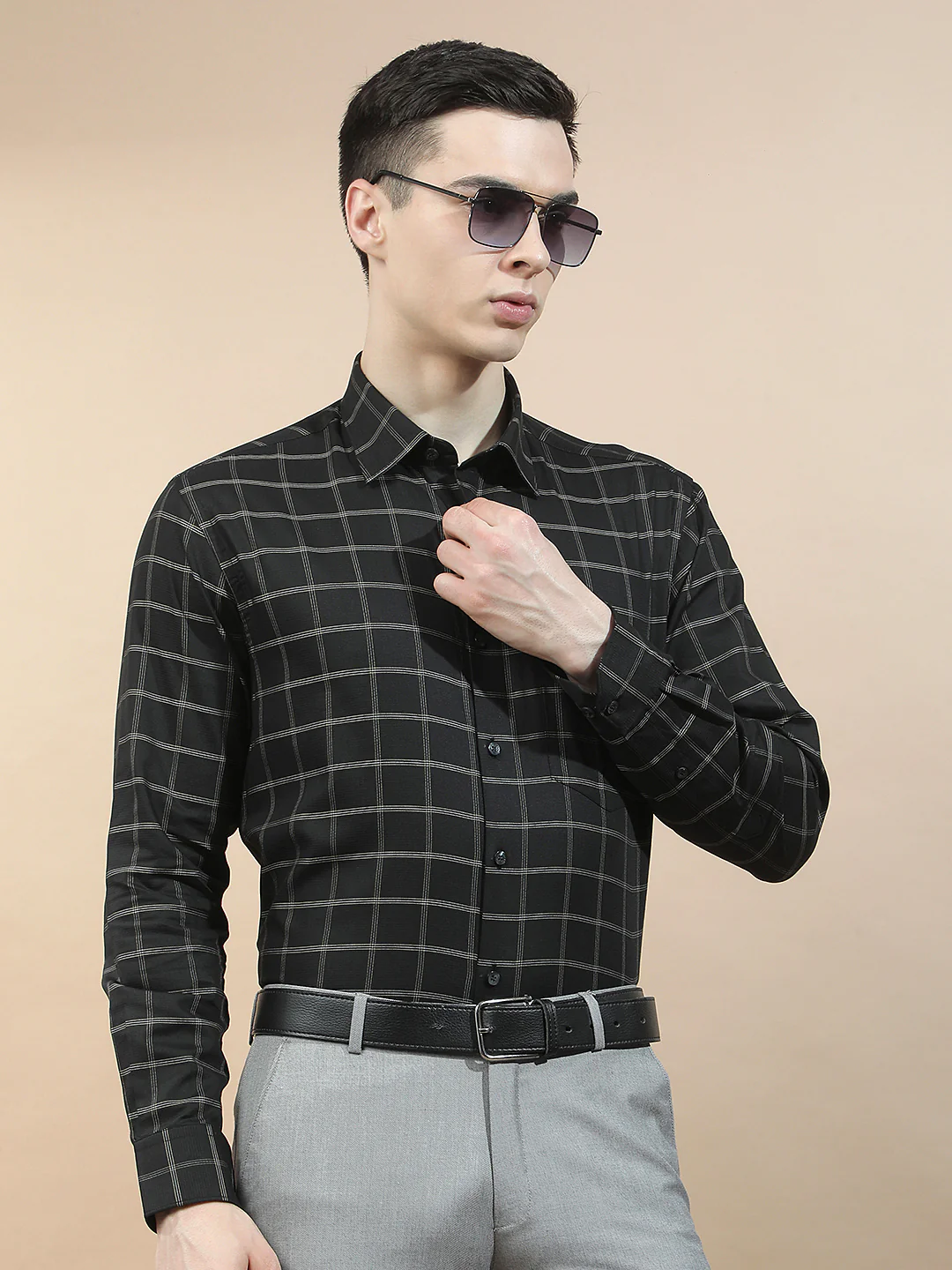Formal Shirt for Men l Breathable & Soft with Color Fastness Slim Fit  Cotton Fabric Checkered Pattern - Image 2