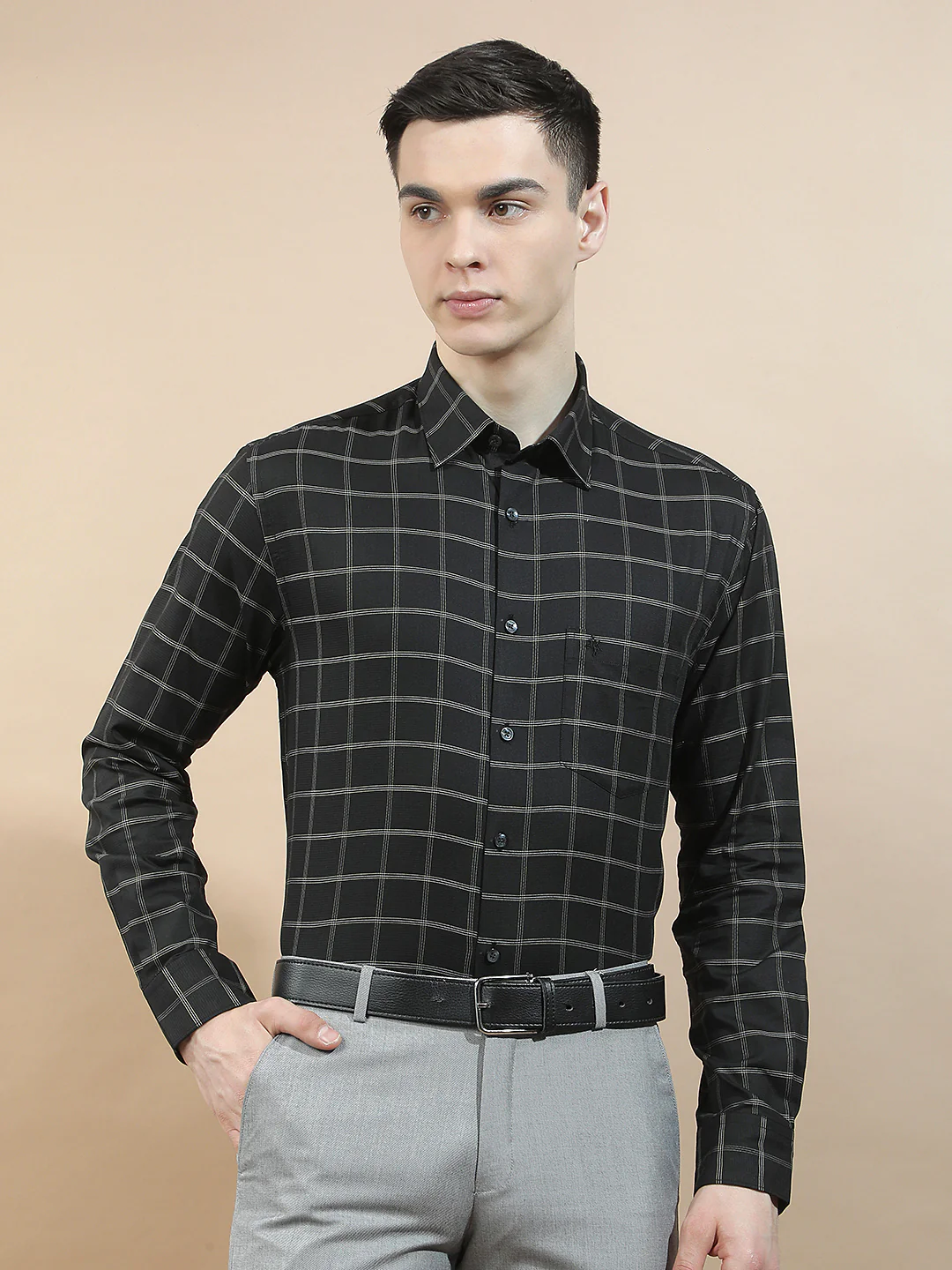 Formal Shirt for Men l Breathable & Soft with Color Fastness Slim Fit  Cotton Fabric Checkered Pattern - Image 4
