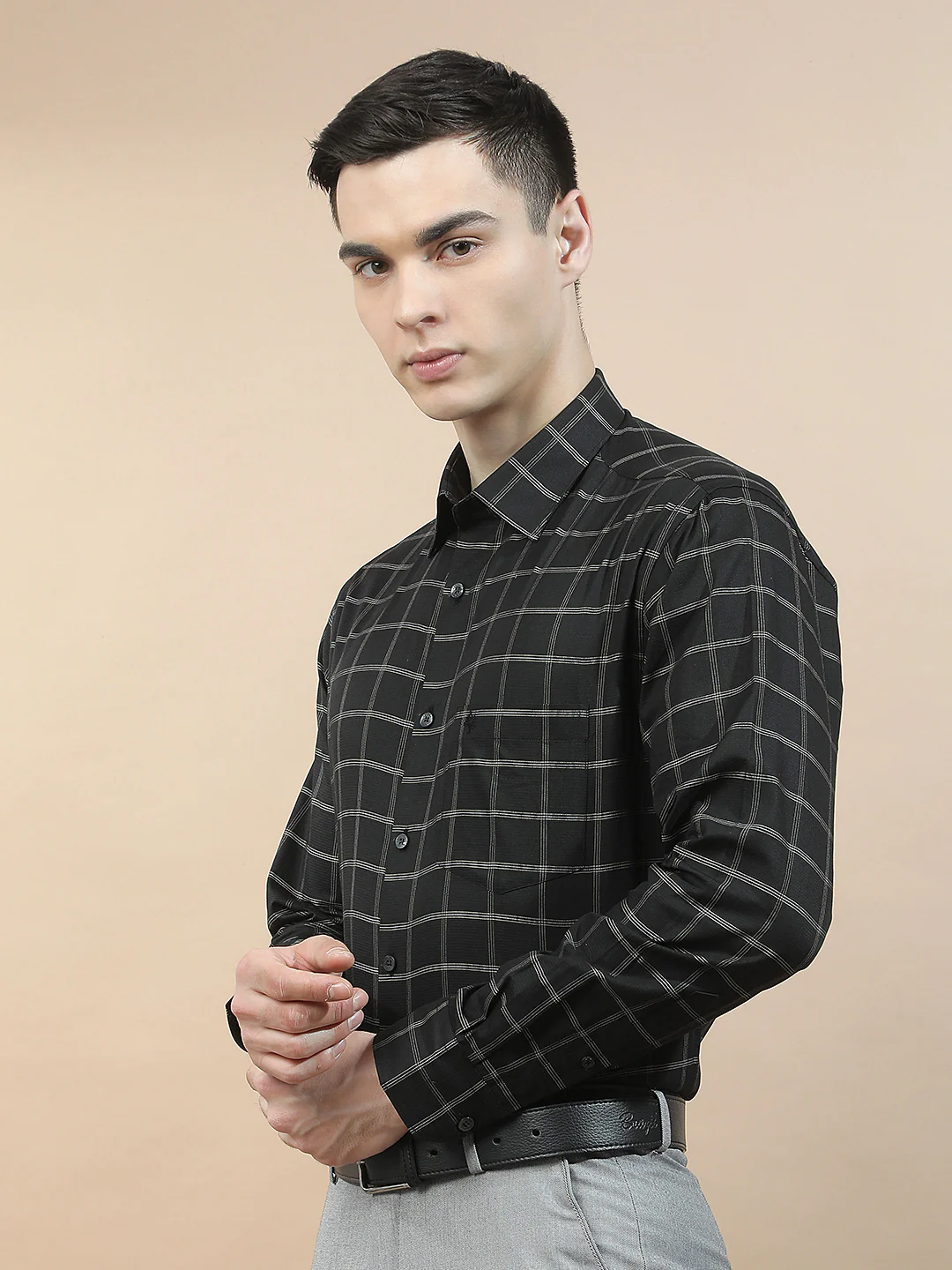 Formal Shirt for Men l Breathable & Soft with Color Fastness Slim Fit  Cotton Fabric Checkered Pattern - Image 5