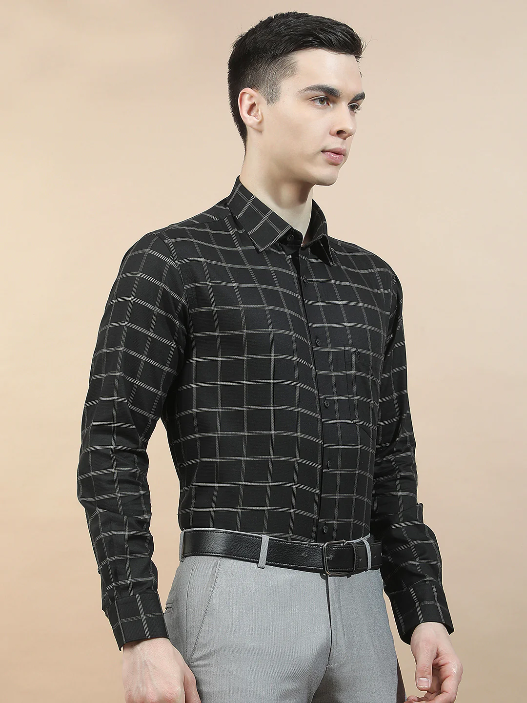 Formal Shirt for Men l Breathable & Soft with Color Fastness Slim Fit  Cotton Fabric Checkered Pattern - Image 6