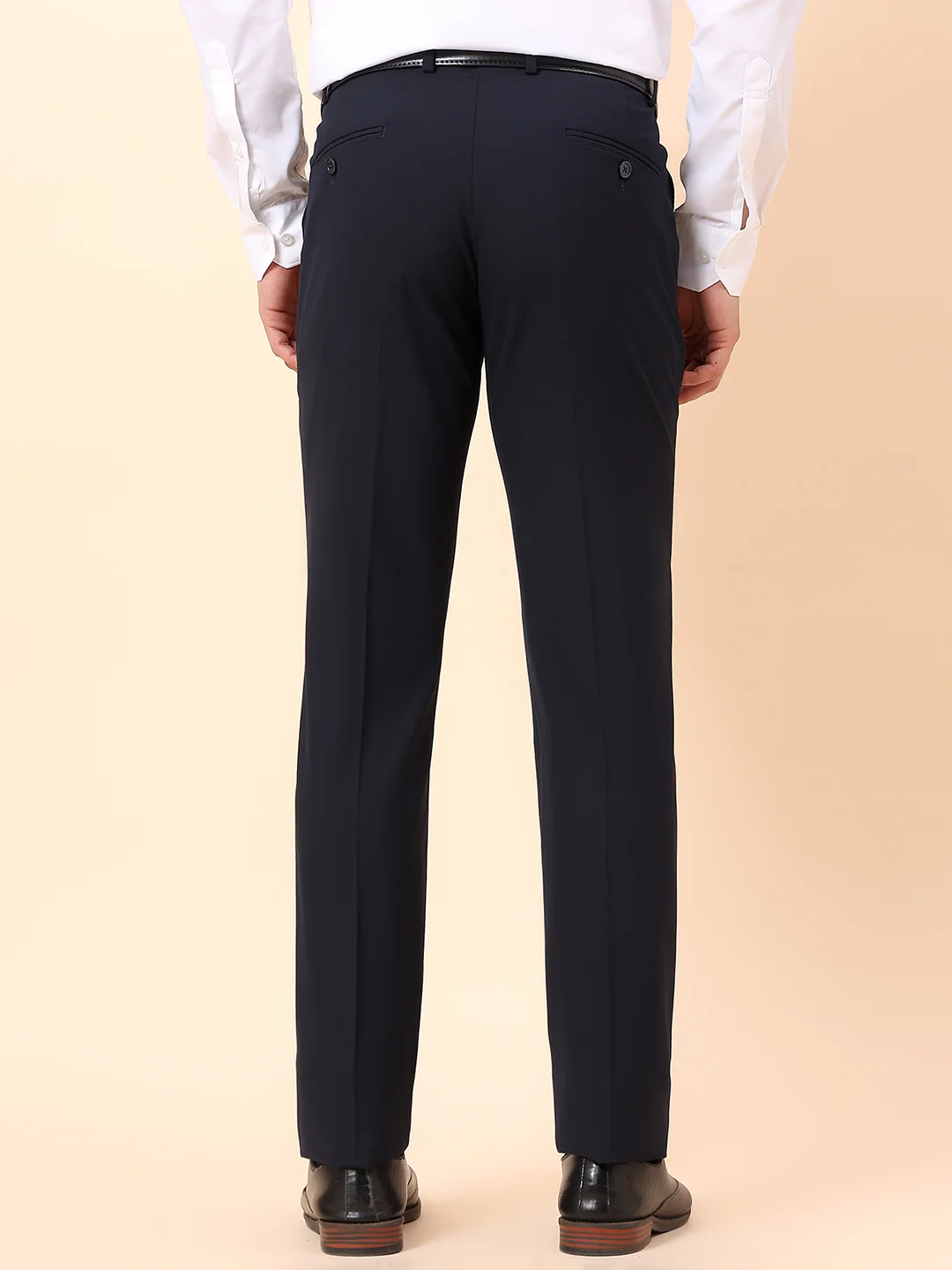 Formal Trouser for Men | Breathable & Soft with Color Fastness Regular Fit Cotton Blend Fabric Solid Pattern Hook & Bar Closure - Image 6