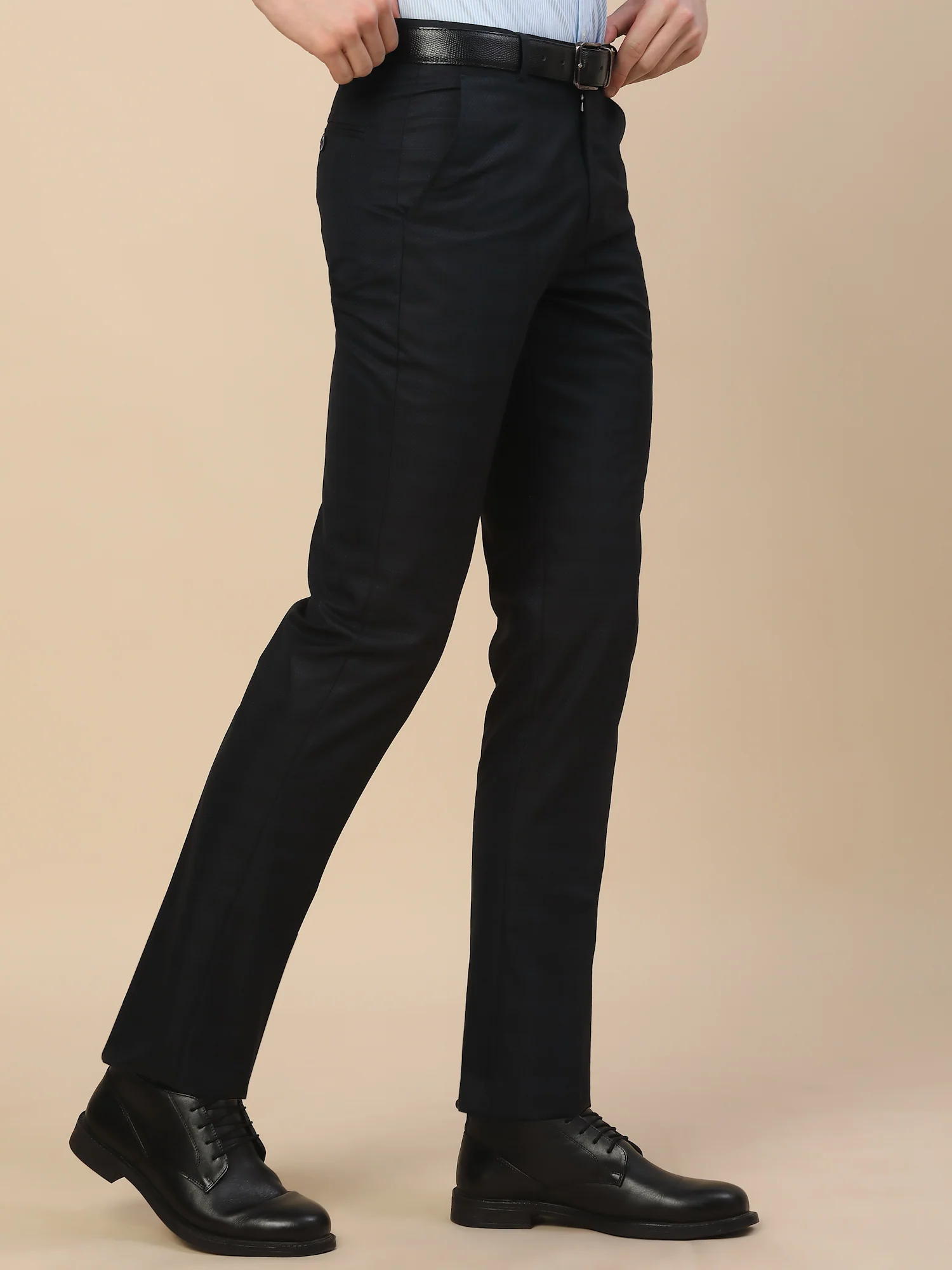 Formal Trouser for Men | Breathable & Soft with Color Fastness Regular Fit Poly Vicose Fabric Check Pattern Hook & Bar Closure - Image 5