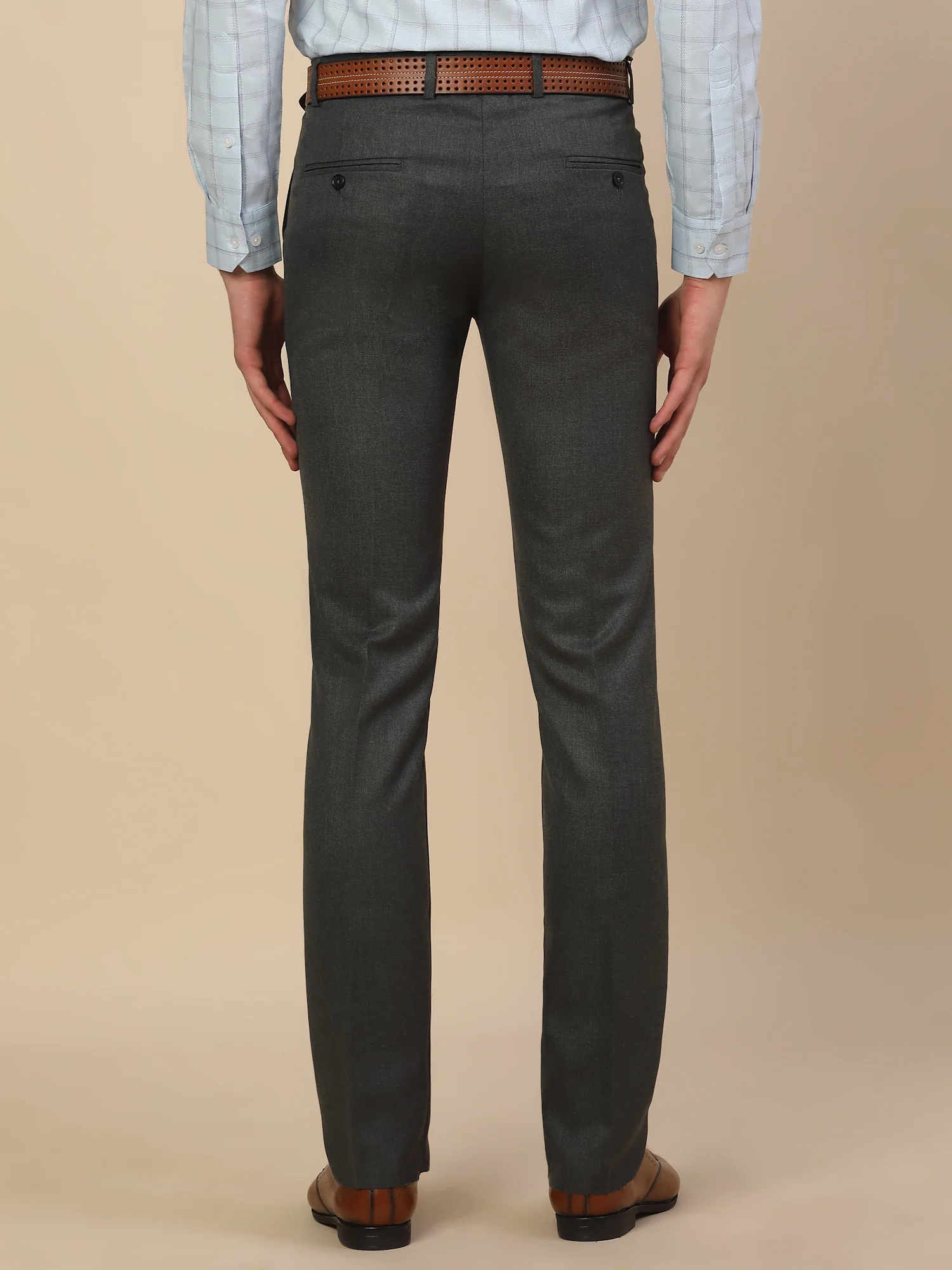 Formal Trouser for Men | Breathable & Soft with Color Fastness Regular Fit Poly Vicose Fabric Self Design Pattern Hook & Bar Closure - Image 6