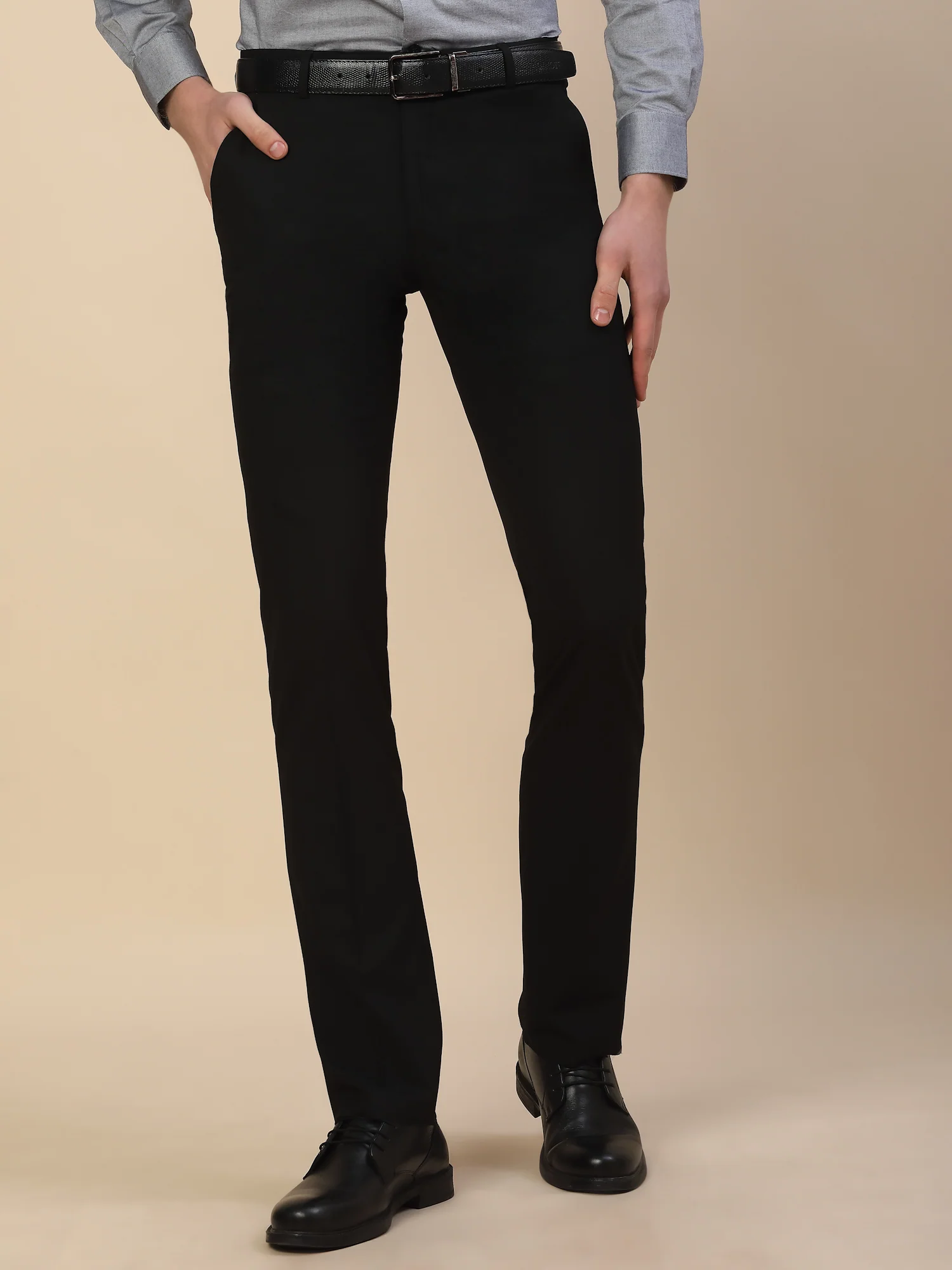 Formal Trouser for Men | Breathable & Soft with Color Fastness Regular Fit Poly Vicose Fabric Solid Pattern Hook & Bar Closure - Image 2