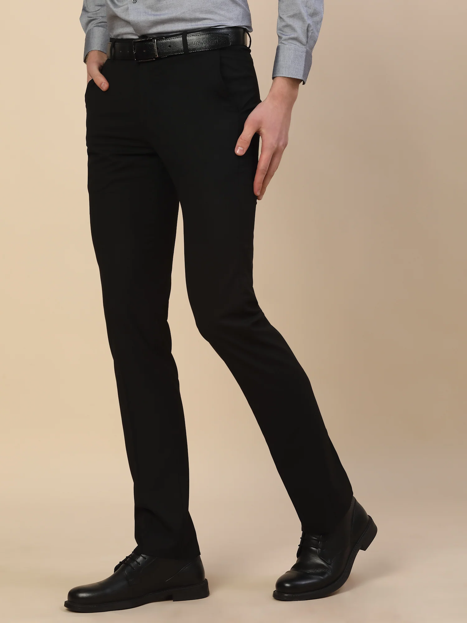 Formal Trouser for Men | Breathable & Soft with Color Fastness Regular Fit Poly Vicose Fabric Solid Pattern Hook & Bar Closure - Image 3