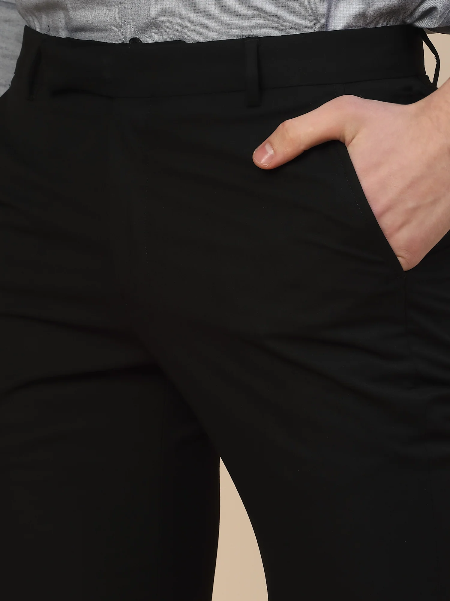 Formal Trouser for Men | Breathable & Soft with Color Fastness Regular Fit Poly Vicose Fabric Solid Pattern Hook & Bar Closure - Image 7