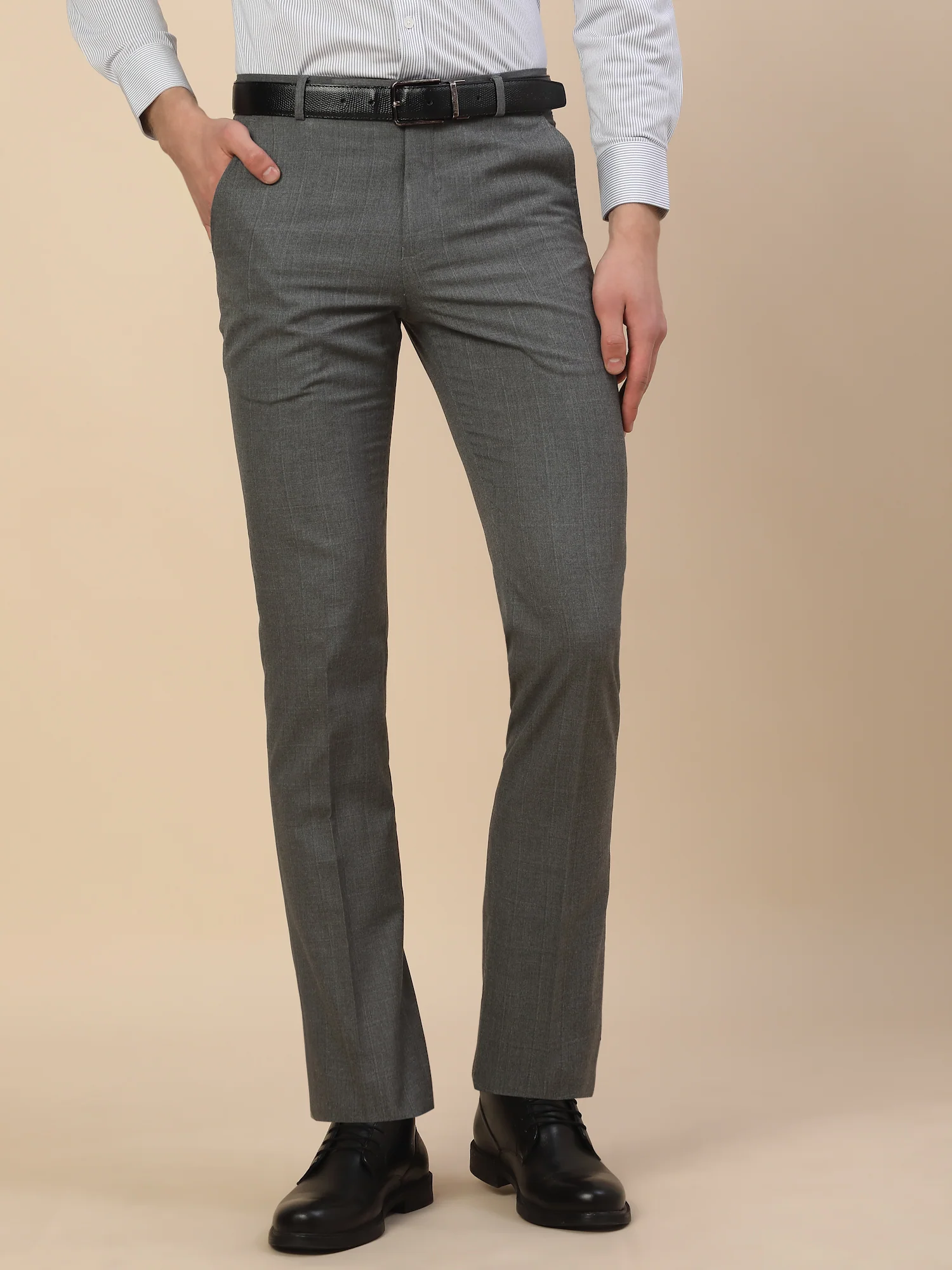 Formal Trouser for Men | Breathable & Soft with Color Fastness Regular Fit Poly Viscose Fabric Check Pattern Hook & Bar Closure - Image 4