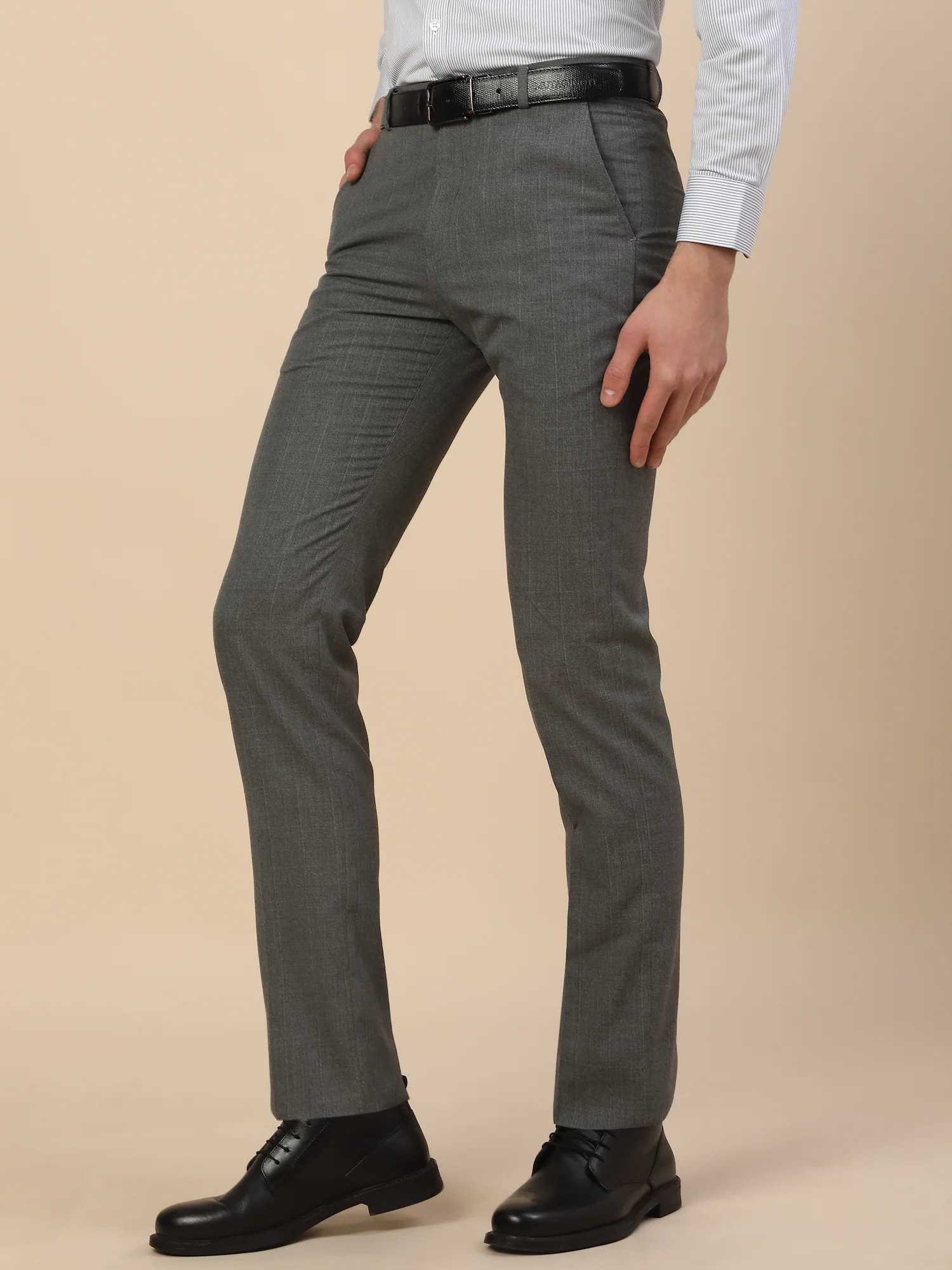 Formal Trouser for Men | Breathable & Soft with Color Fastness Regular Fit Poly Viscose Fabric Check Pattern Hook & Bar Closure - Image 5