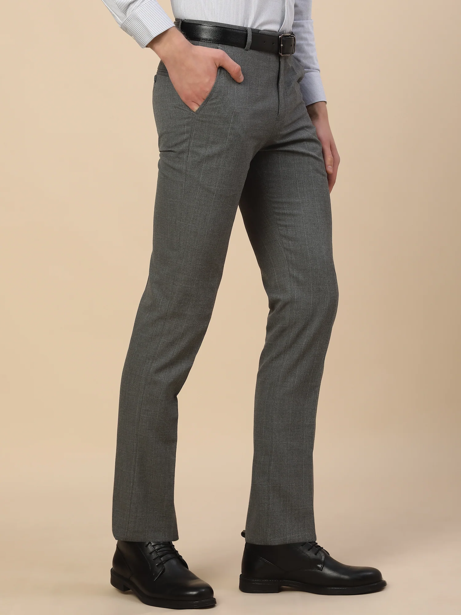 Formal Trouser for Men | Breathable & Soft with Color Fastness Regular Fit Poly Viscose Fabric Check Pattern Hook & Bar Closure - Image 6