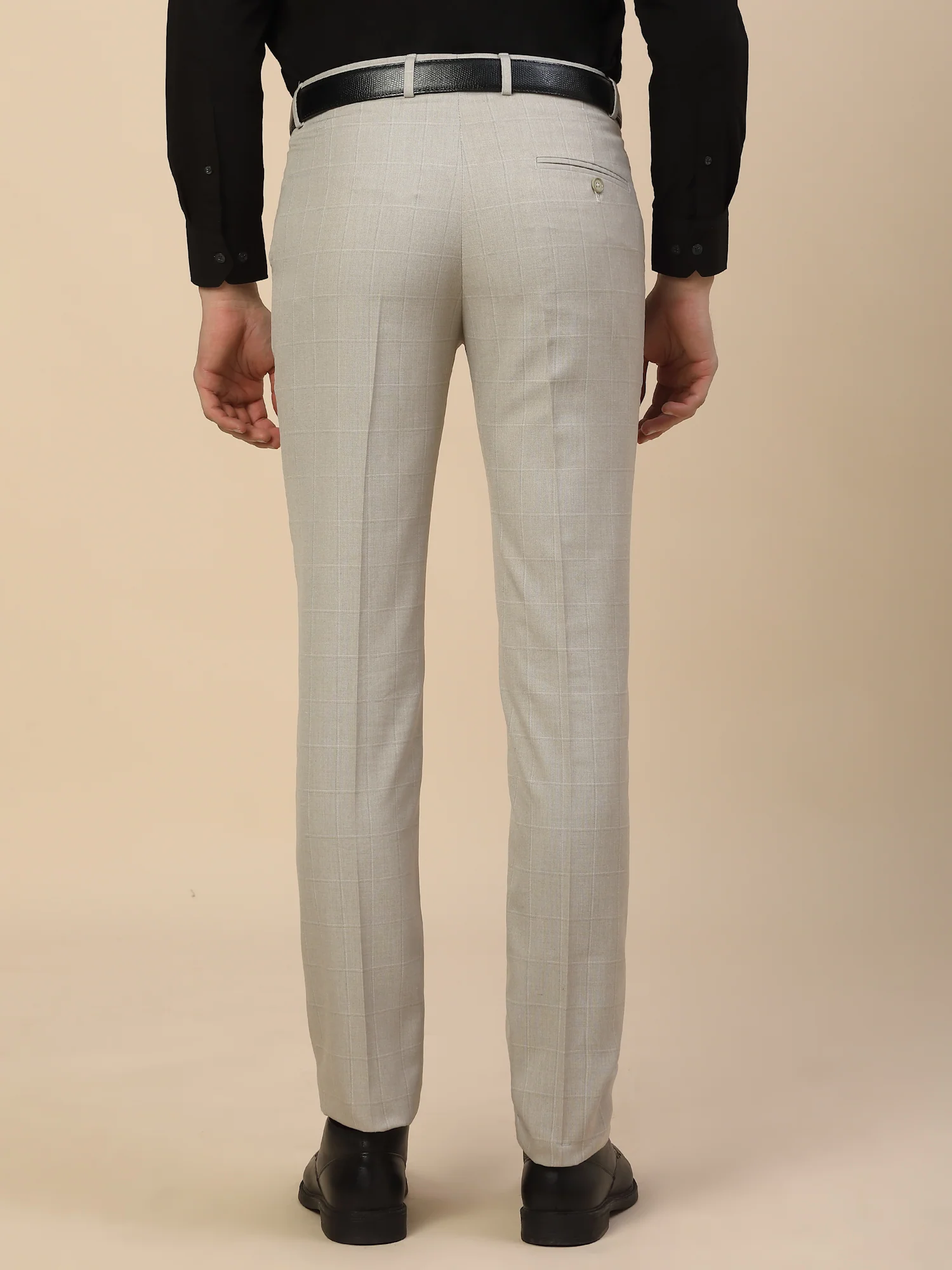 Formal Trouser for Men | Breathable & Soft with Color Fastness Regular Fit Poly Viscose Fabric Check Pattern Hook & Bar Closure - Image 5