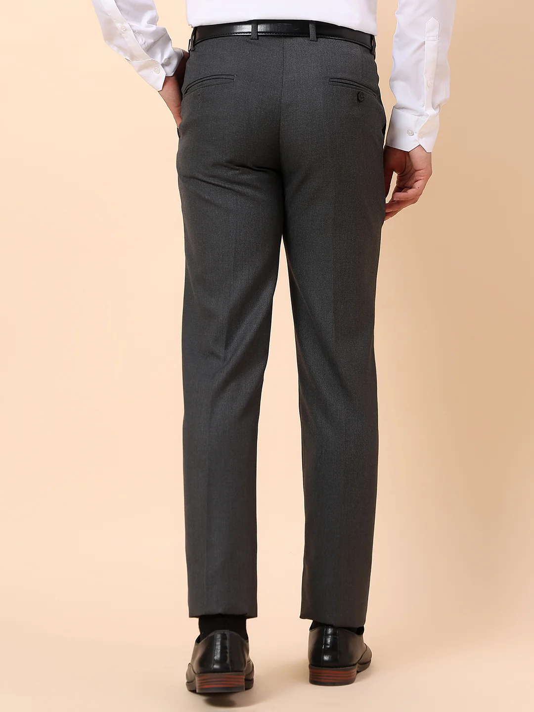 Formal Trouser for Men | Breathable & Soft with Color Fastness Regular Fit Poly Viscose Fabric Self Design Pattern Hook & Bar Closure - Image 6