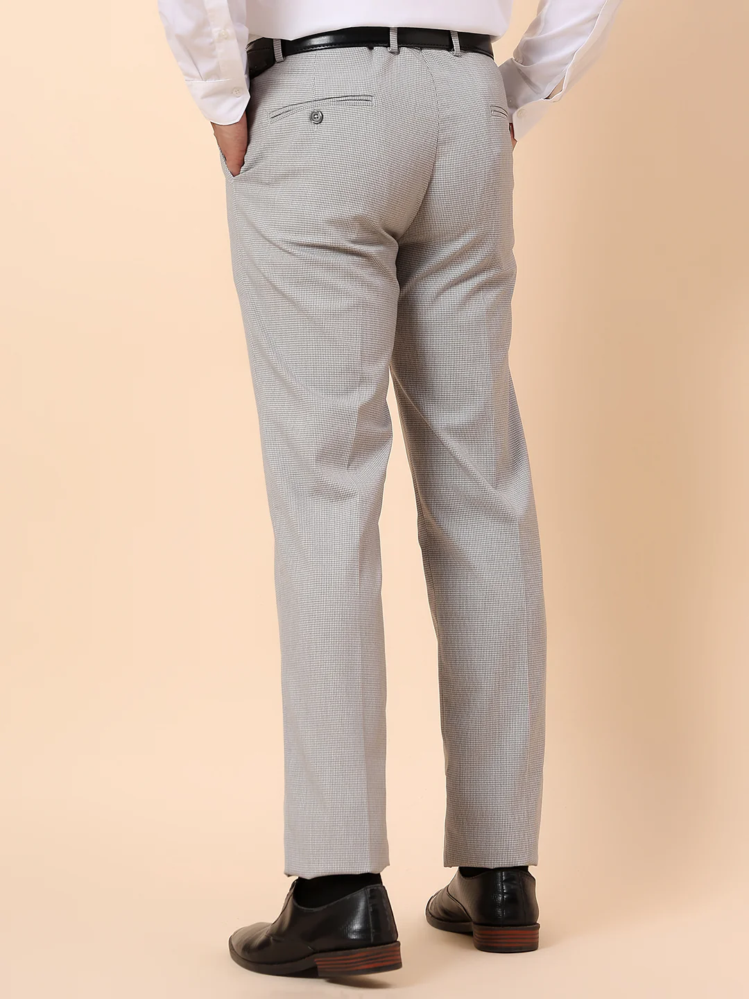 Formal Trouser for Men | Breathable & Soft with Color Fastness Regular Fit Poly Viscose Fabric Self Design Pattern Hook & Bar Closure - Image 6