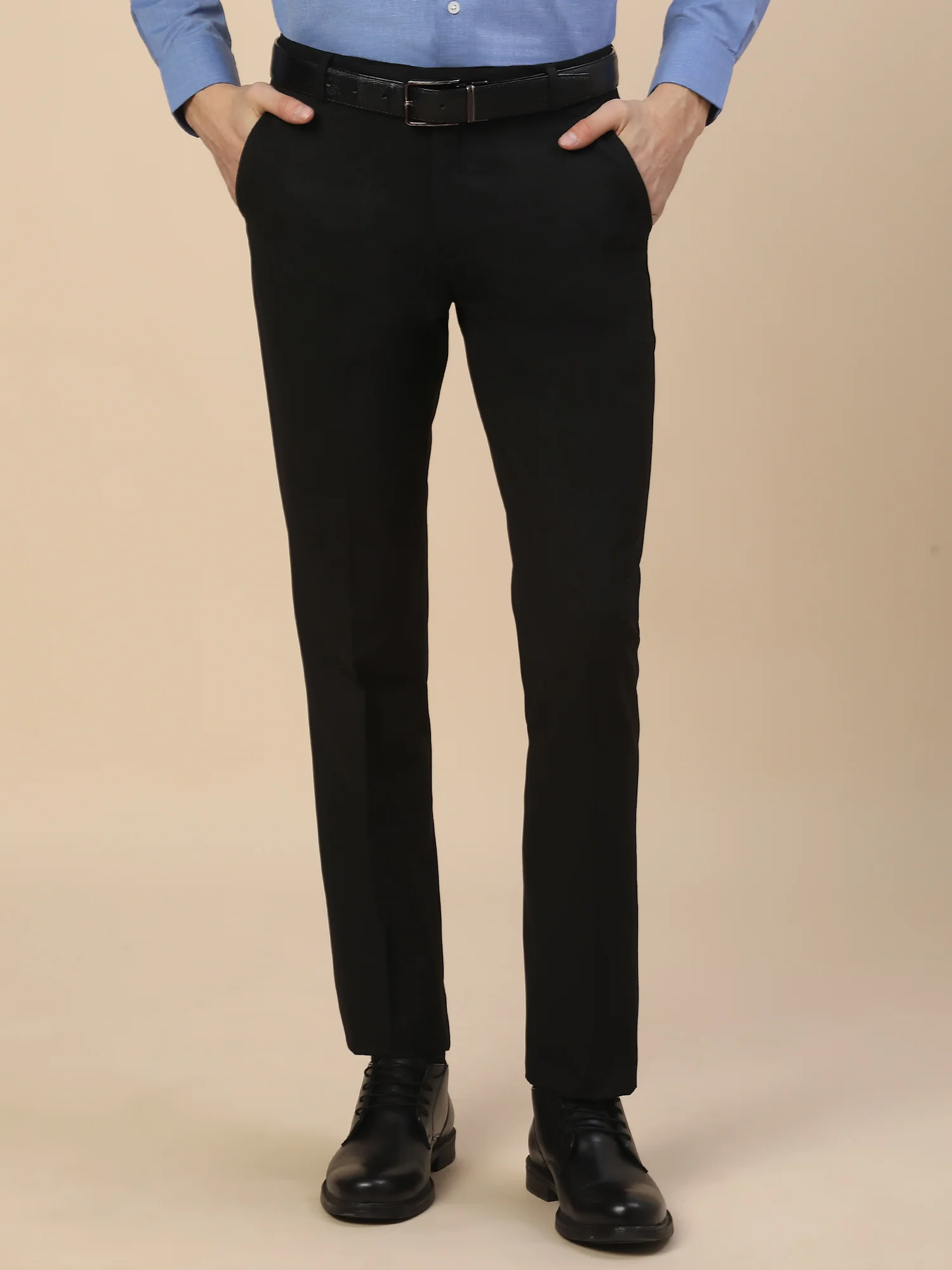 Formal Trouser for Men | Breathable & Soft with Color Fastness Regular Fit Poly Viscose Fabric Solid Pattern Hook & Bar Closure - Image 2