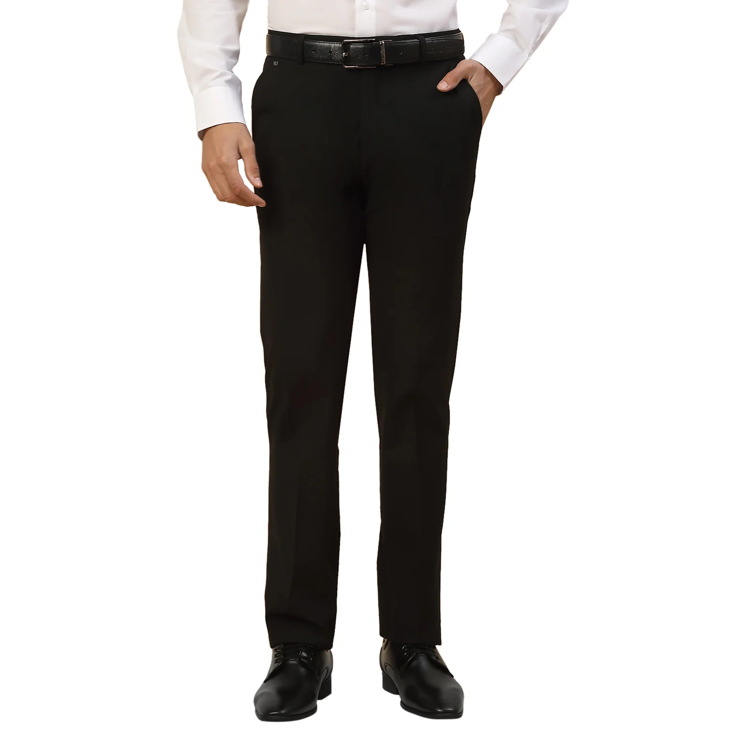 Formal Trouser for Men | Breathable & Soft with Color Fastness Regular Fit Poly Viscose Fabric Solid Pattern Hook & Bar Closure - Image 2