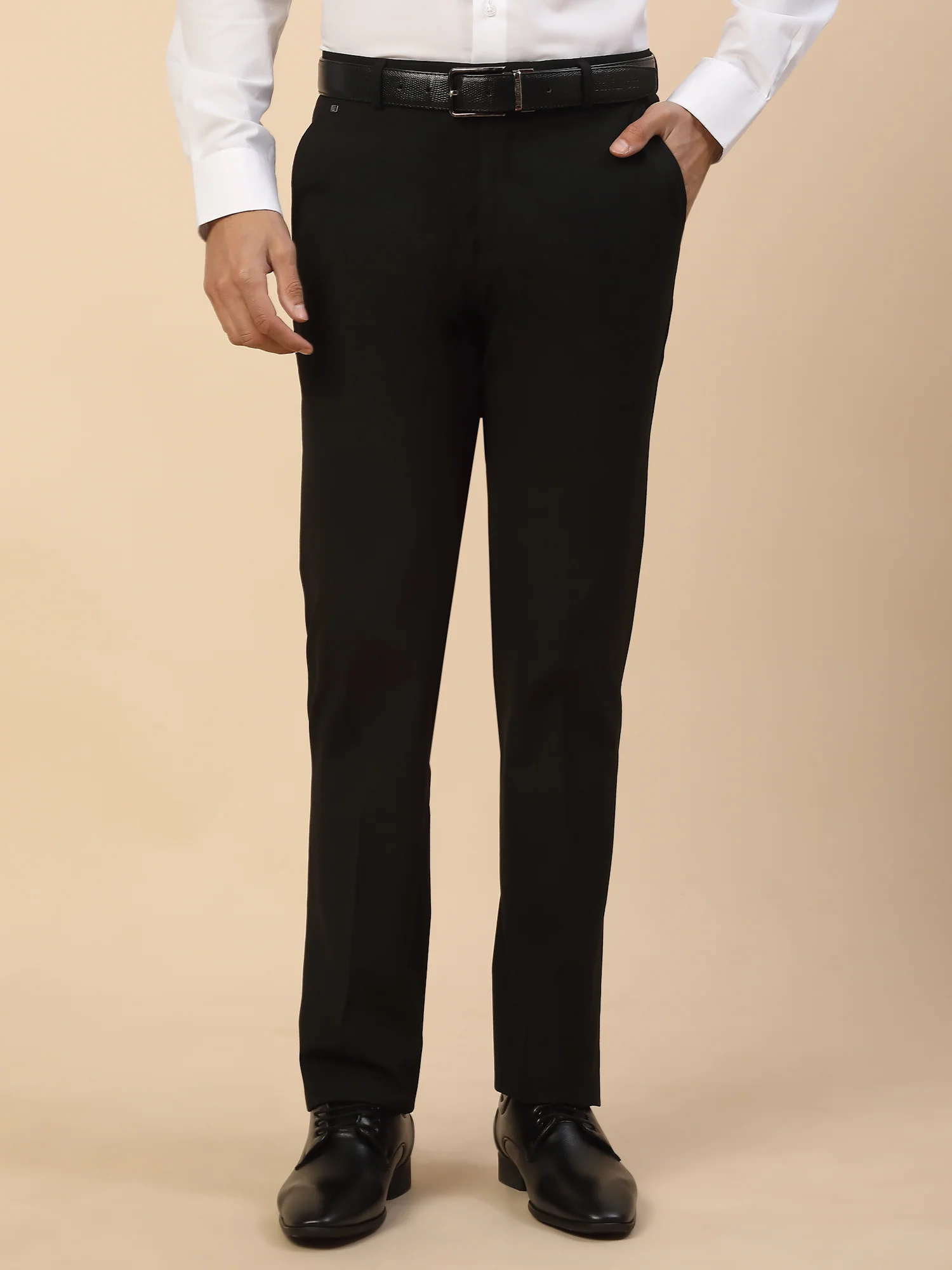 Formal Trouser for Men | Breathable & Soft with Color Fastness Regular Fit Poly Viscose Fabric Solid Pattern Hook & Bar Closure - Image 3
