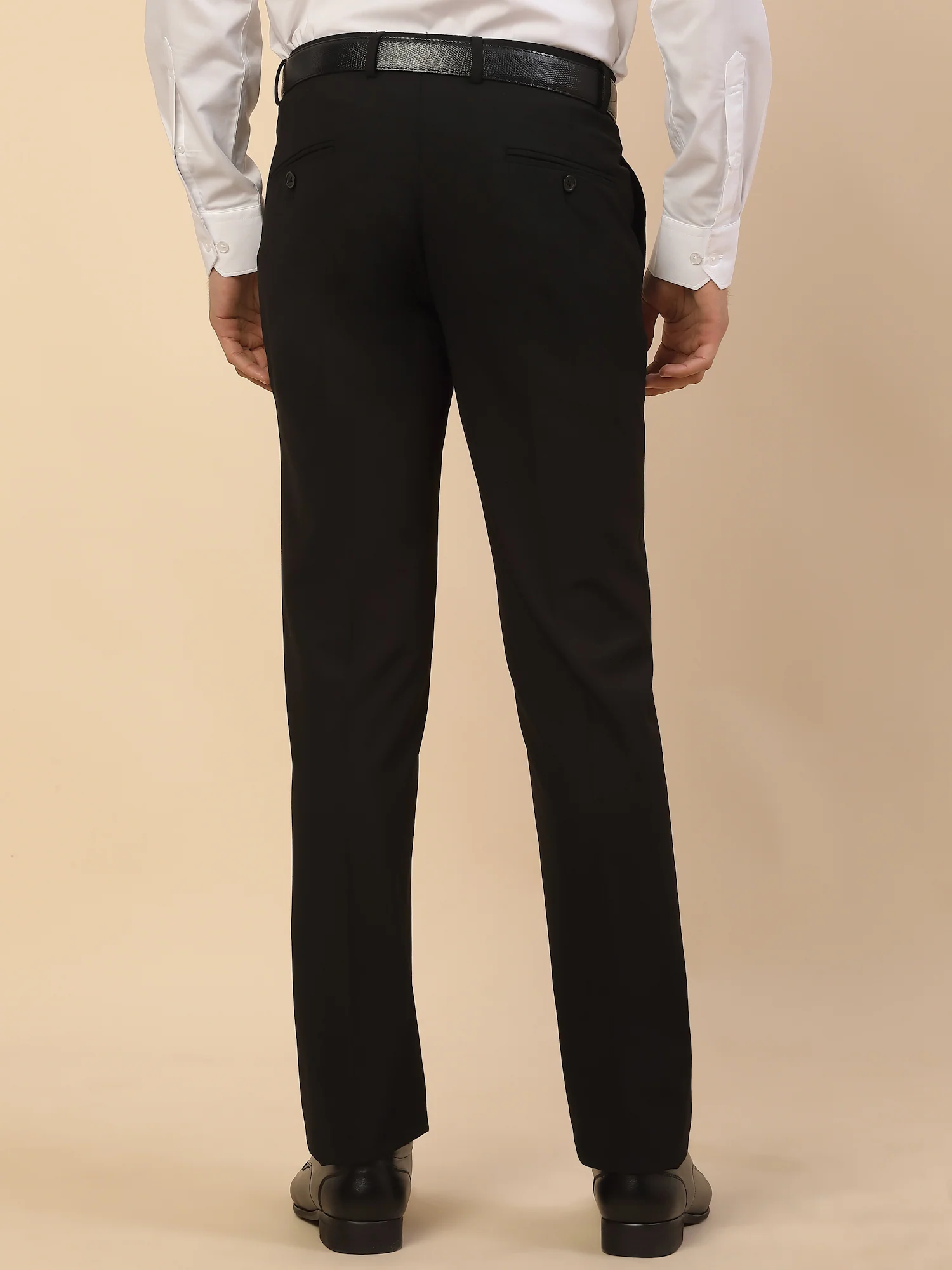 Formal Trouser for Men | Breathable & Soft with Color Fastness Regular Fit Poly Viscose Fabric Solid Pattern Hook & Bar Closure - Image 6