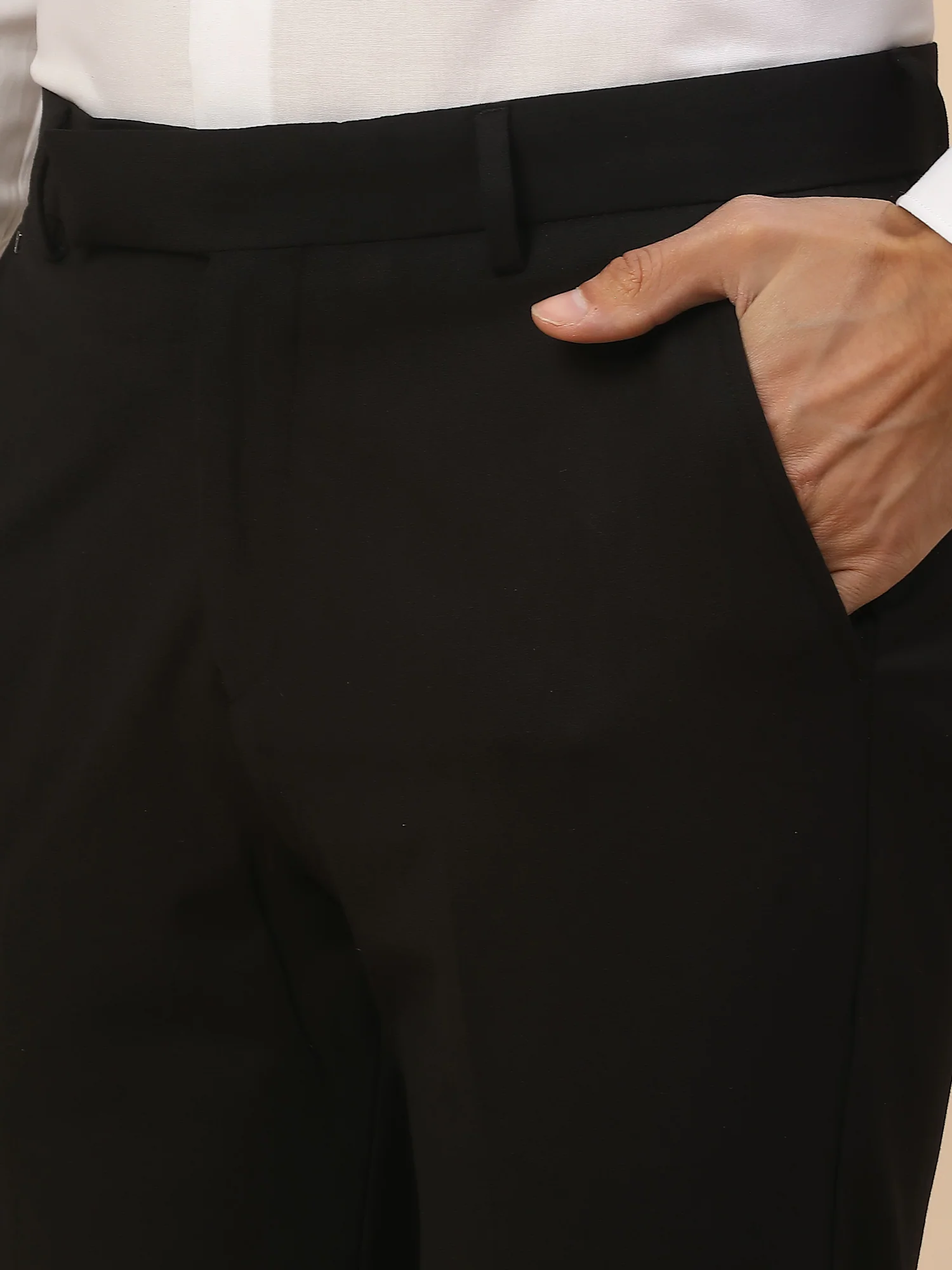 Formal Trouser for Men | Breathable & Soft with Color Fastness Regular Fit Poly Viscose Fabric Solid Pattern Hook & Bar Closure - Image 7