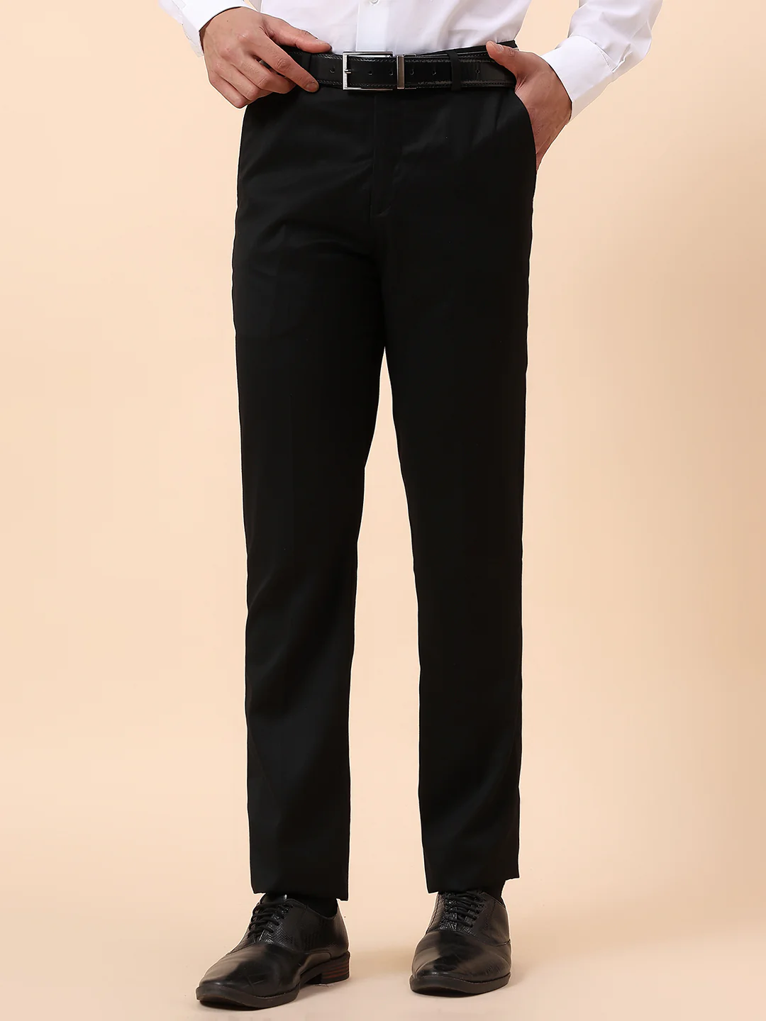 Formal Trouser for Men | Breathable & Soft with Color Fastness Regular Fit Poly Viscose Fabric Solid Pattern Hook & Bar Closure - Image 3