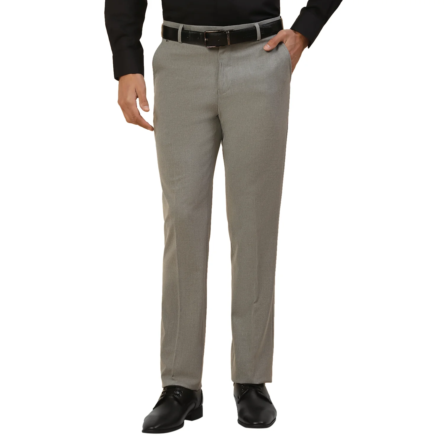 Formal Trouser for Men | Breathable & Soft with Color Fastness Regular Fit Poly Viscose Fabric Solid Pattern Hook & Bar Closure - Image 2