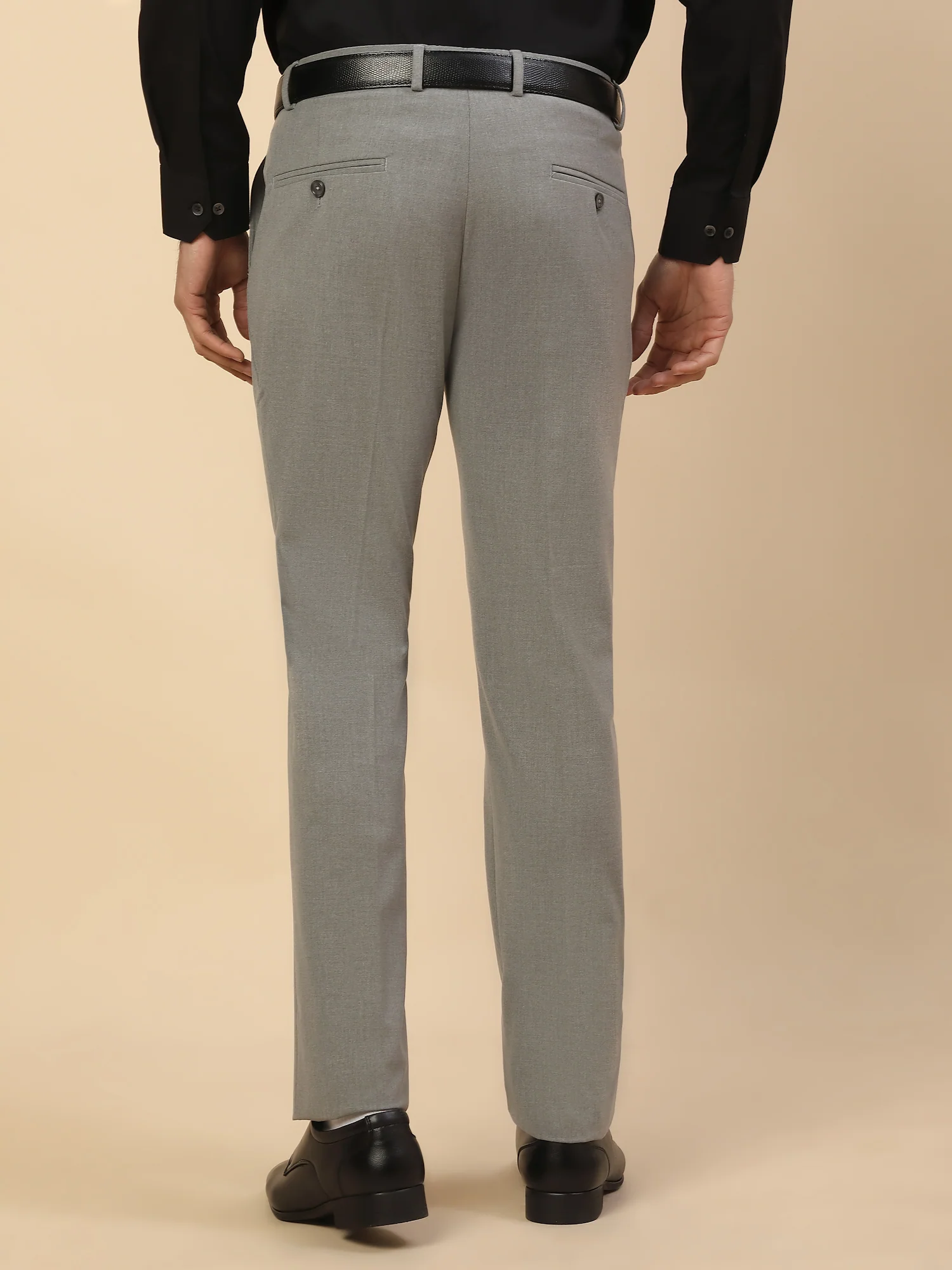 Formal Trouser for Men | Breathable & Soft with Color Fastness Regular Fit Poly Viscose Fabric Solid Pattern Hook & Bar Closure - Image 3