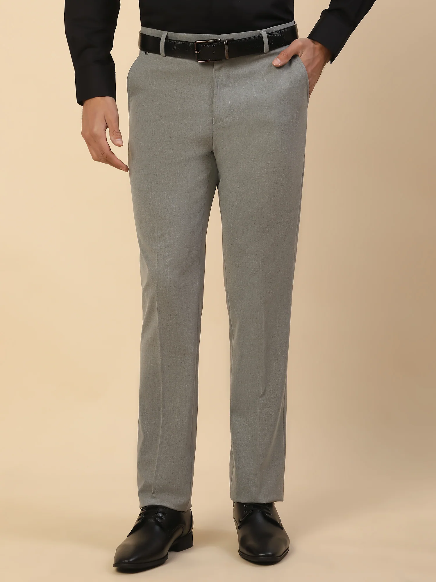 Formal Trouser for Men | Breathable & Soft with Color Fastness Regular Fit Poly Viscose Fabric Solid Pattern Hook & Bar Closure - Image 4