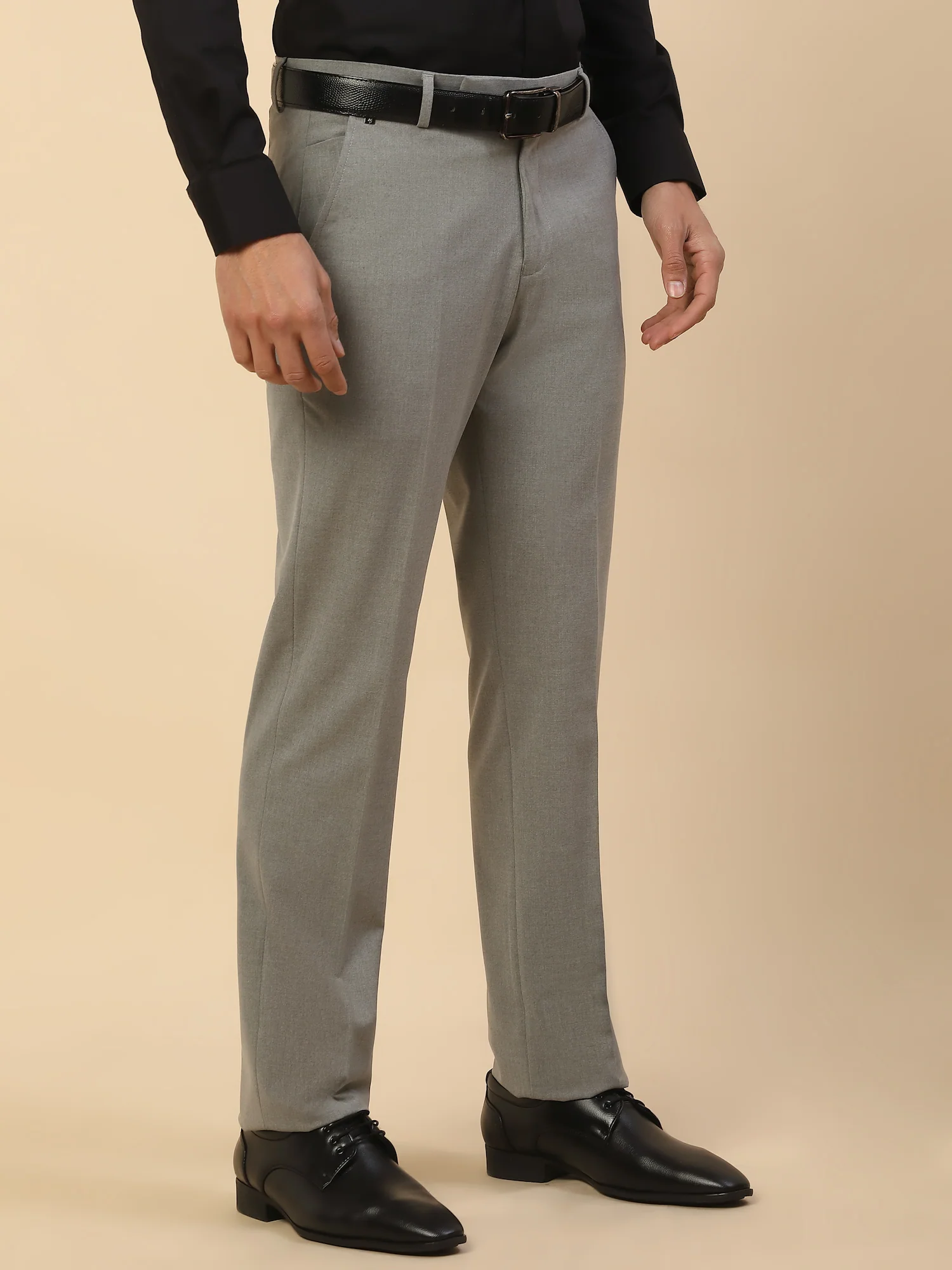 Formal Trouser for Men | Breathable & Soft with Color Fastness Regular Fit Poly Viscose Fabric Solid Pattern Hook & Bar Closure - Image 6