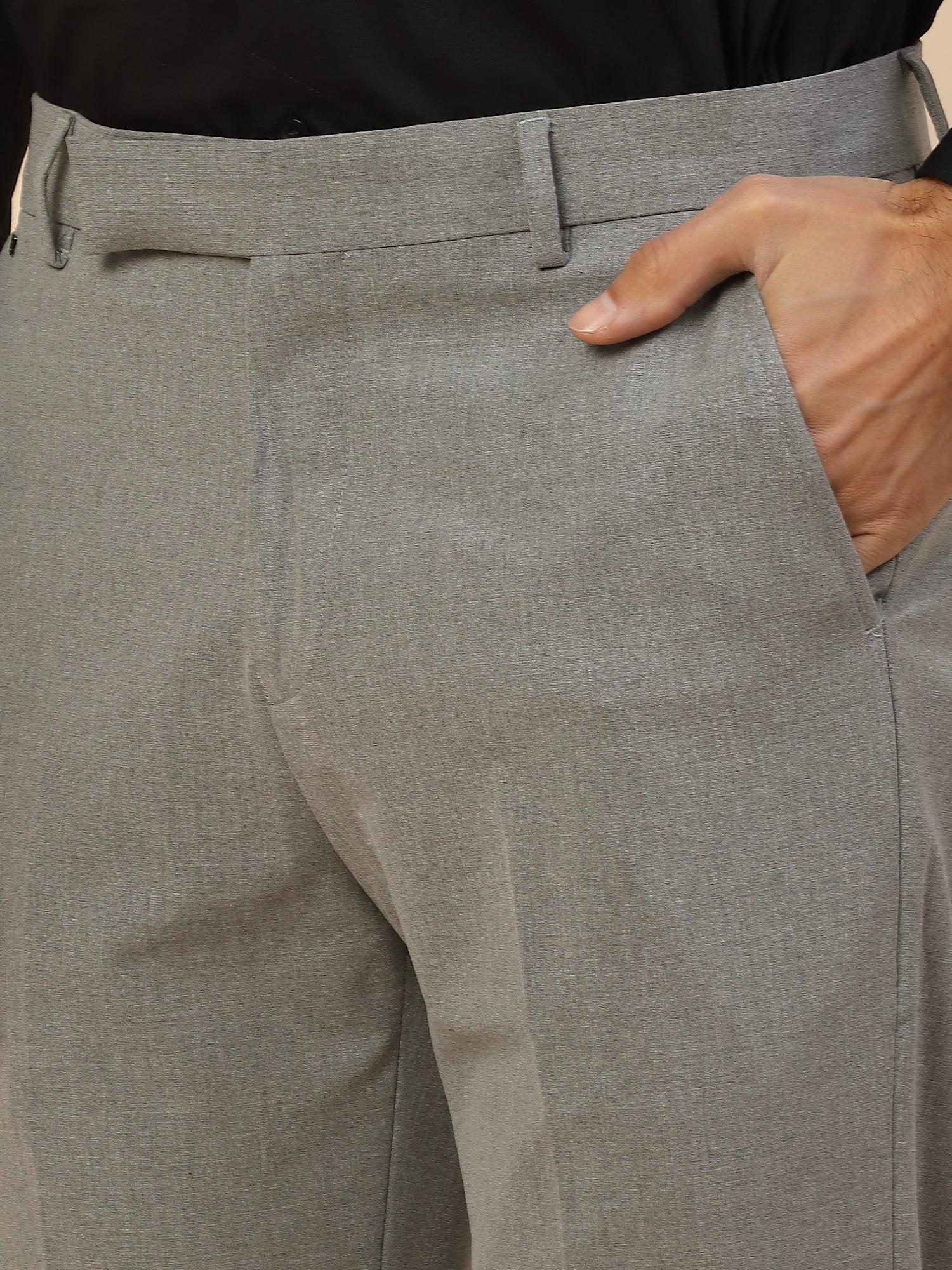 Formal Trouser for Men | Breathable & Soft with Color Fastness Regular Fit Poly Viscose Fabric Solid Pattern Hook & Bar Closure - Image 7