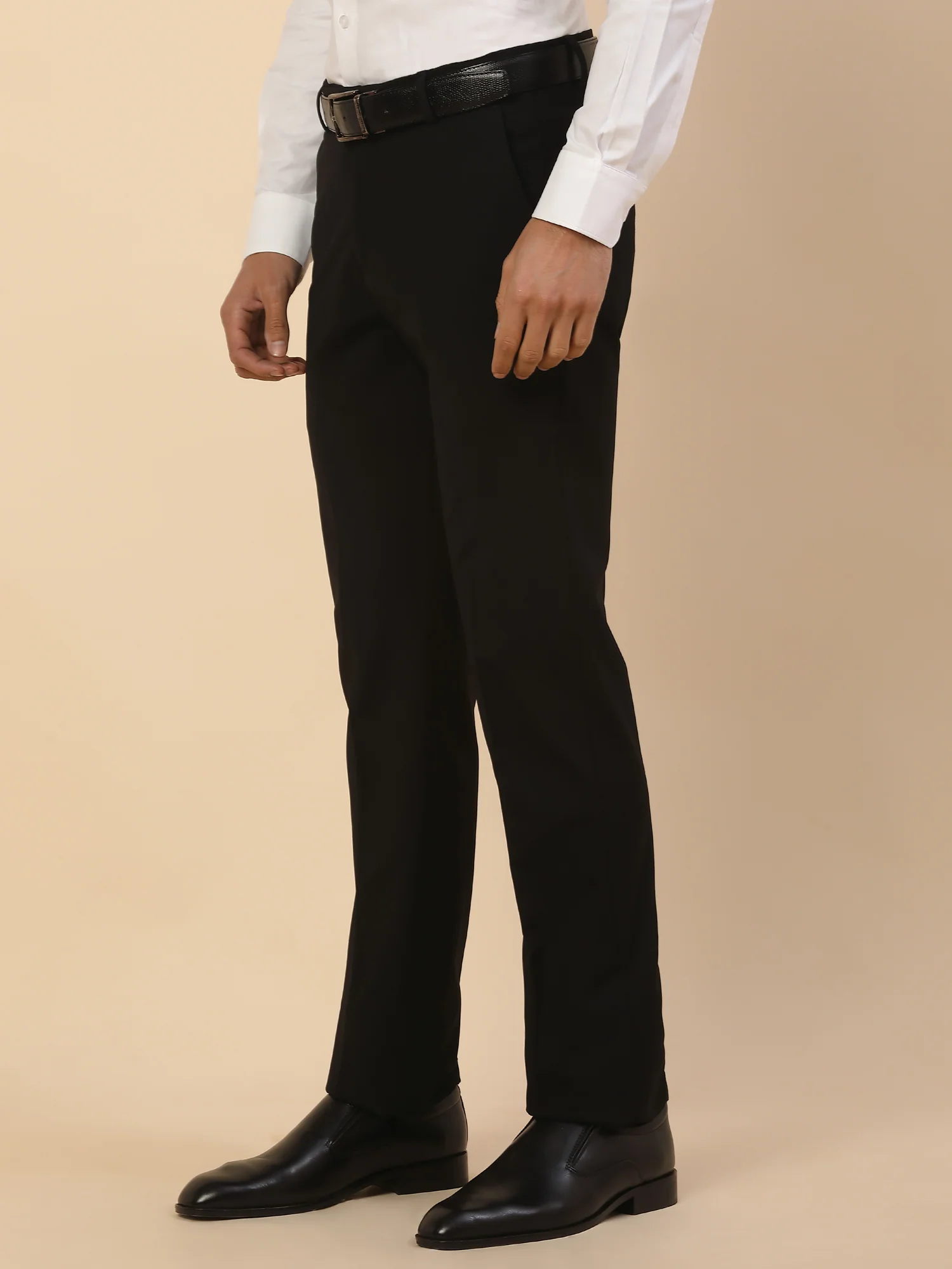 Formal Trouser for Men | Breathable & Soft with Color Fastness Regular Fit Poly Viscose Fabric Solid Pattern Hook & Bar Closure - Image 4