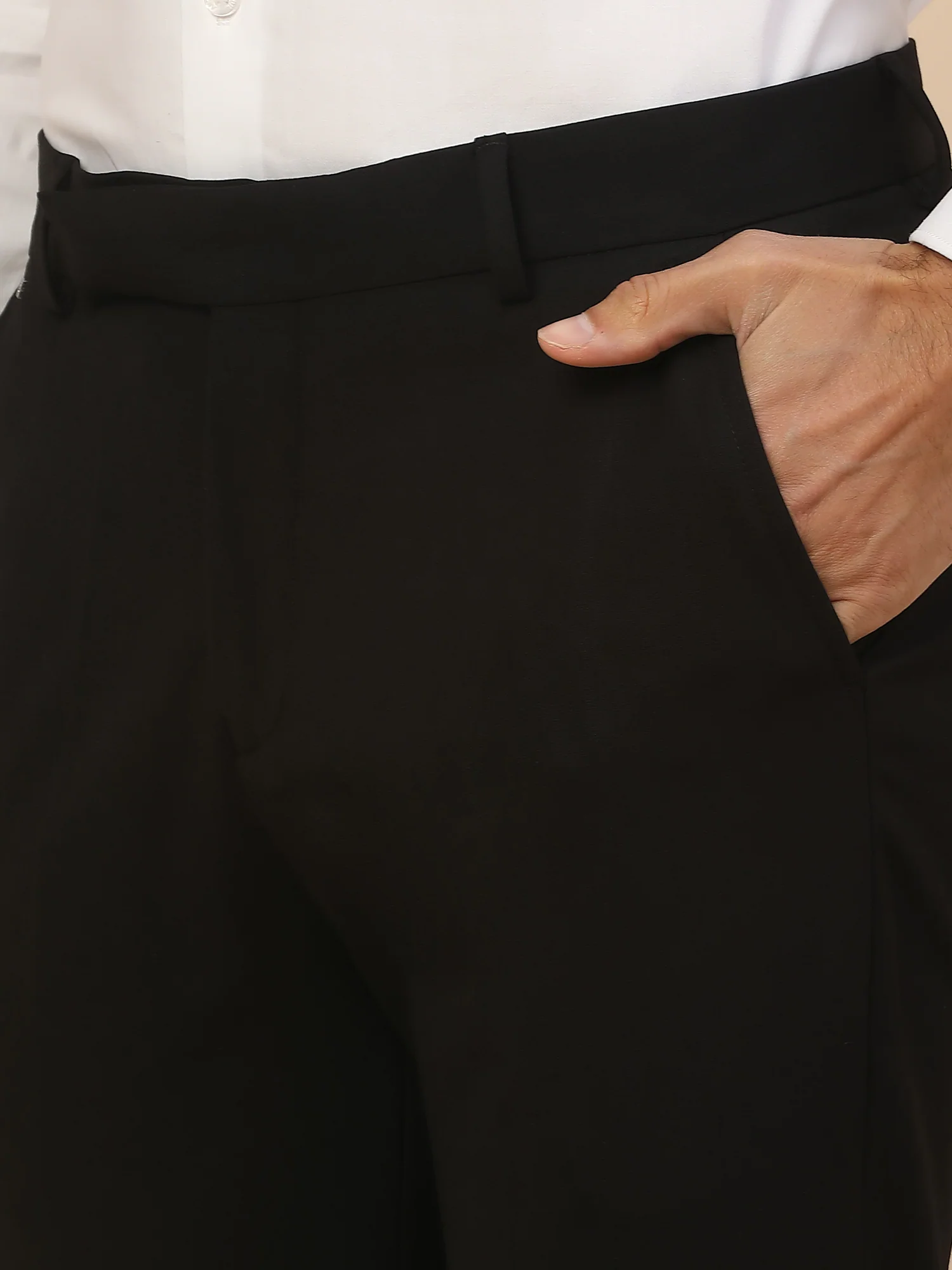 Formal Trouser for Men | Breathable & Soft with Color Fastness Regular Fit Poly Viscose Fabric Solid Pattern Hook & Bar Closure - Image 7
