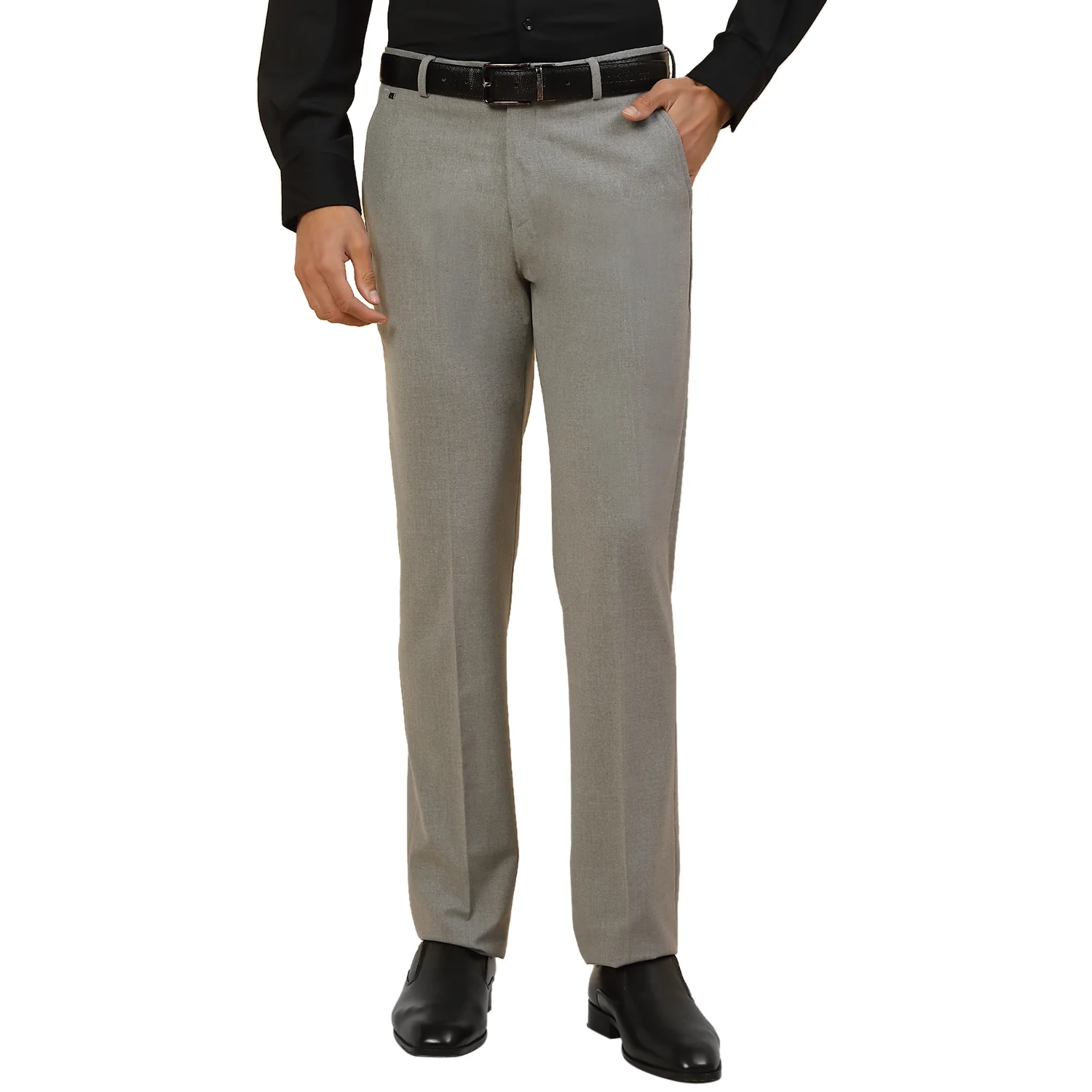 Formal Trouser for Men | Breathable & Soft with Color Fastness Regular Fit Poly Viscose Fabric Solid Pattern Hook & Bar Closure - Image 2